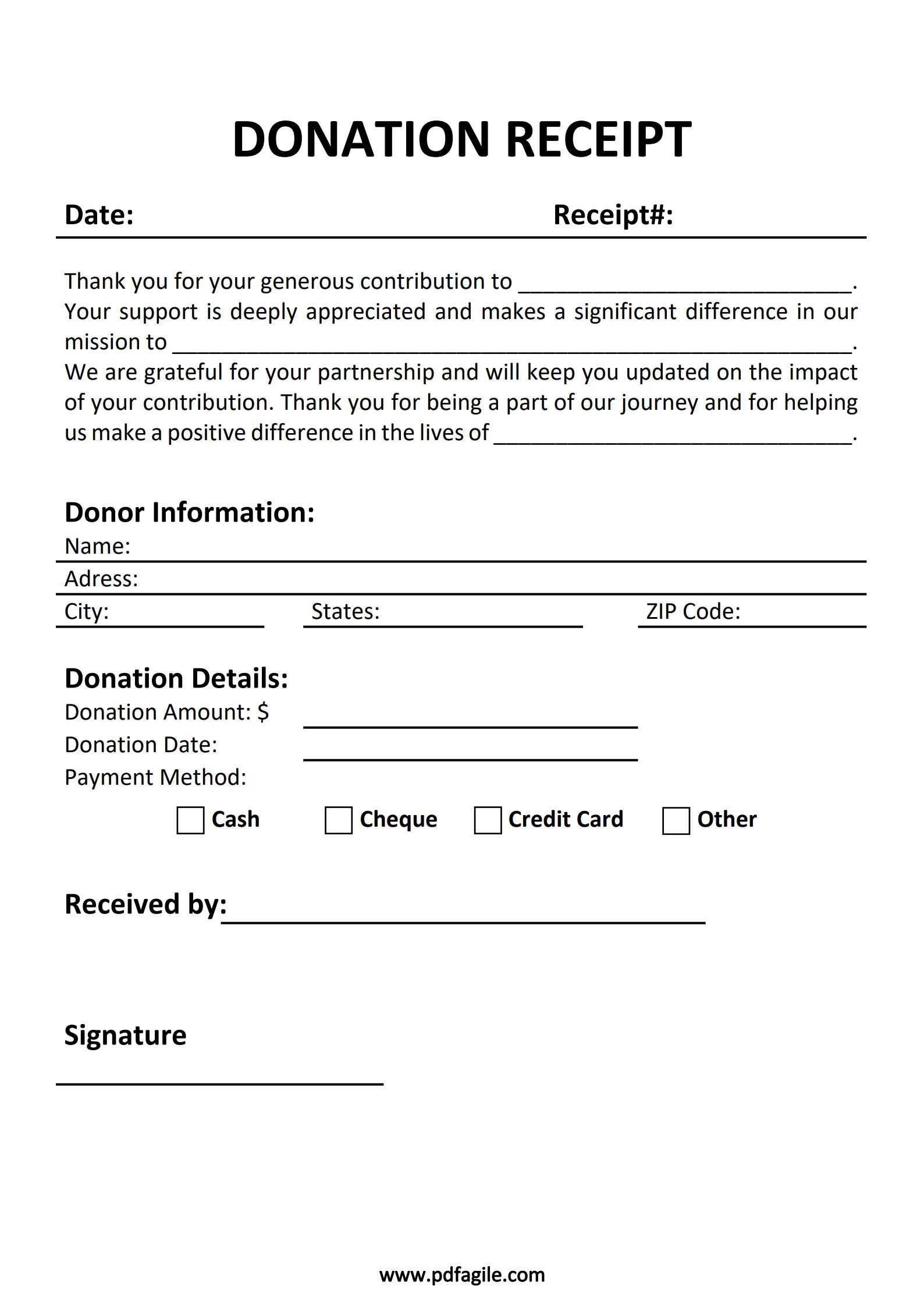 free printable donation receipt template