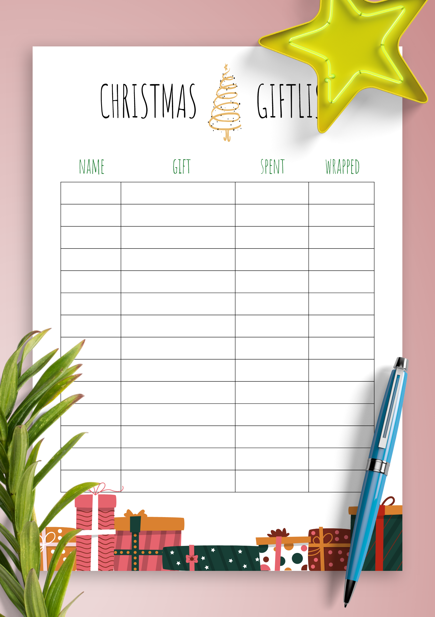 wish list template printable