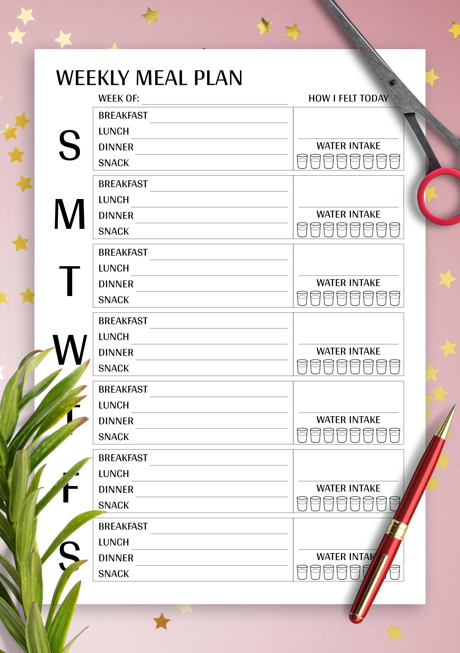 printable meal plan template