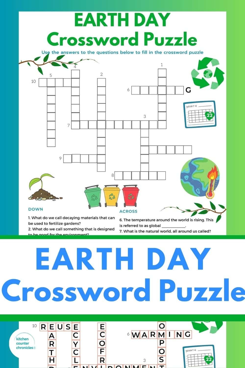 earth day crossword puzzle printable earth day crossword puzzle printable