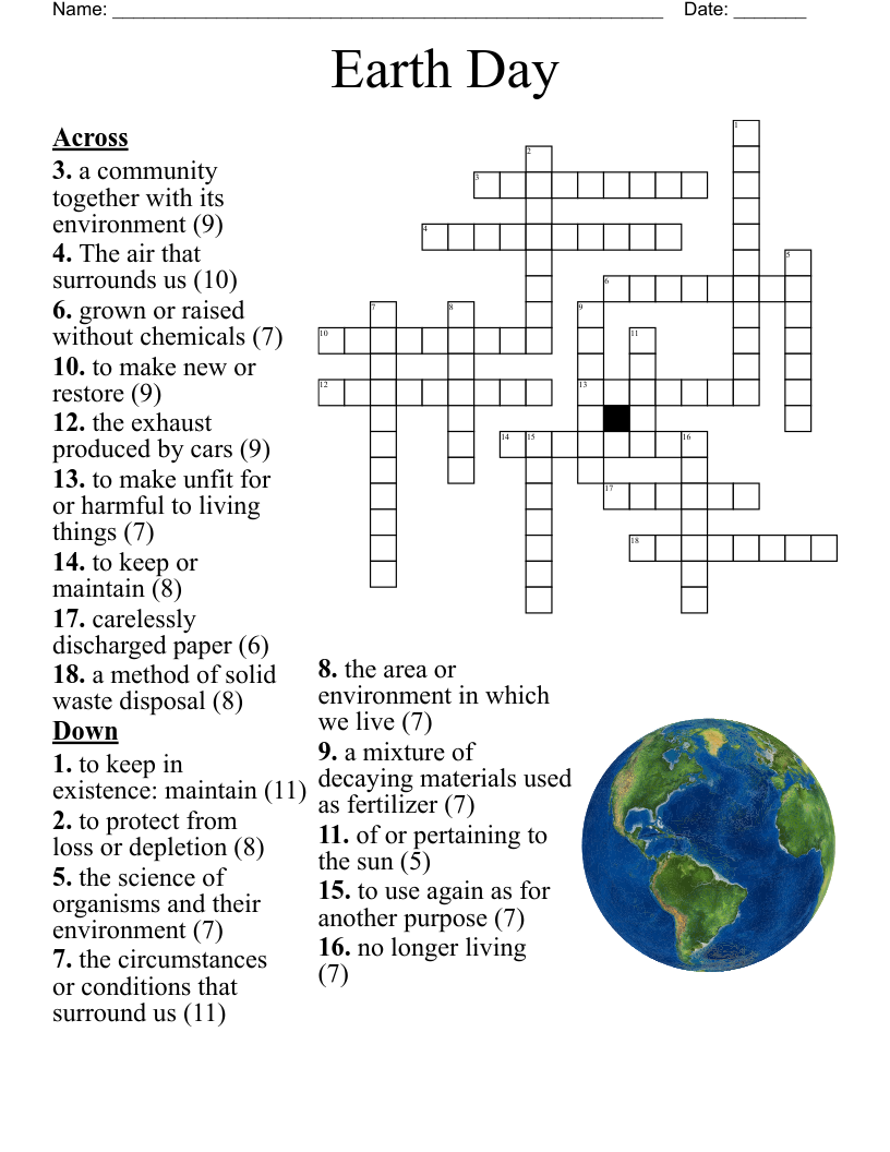 Earth Day Crossword WordMint Earth Day Crossword WordMint