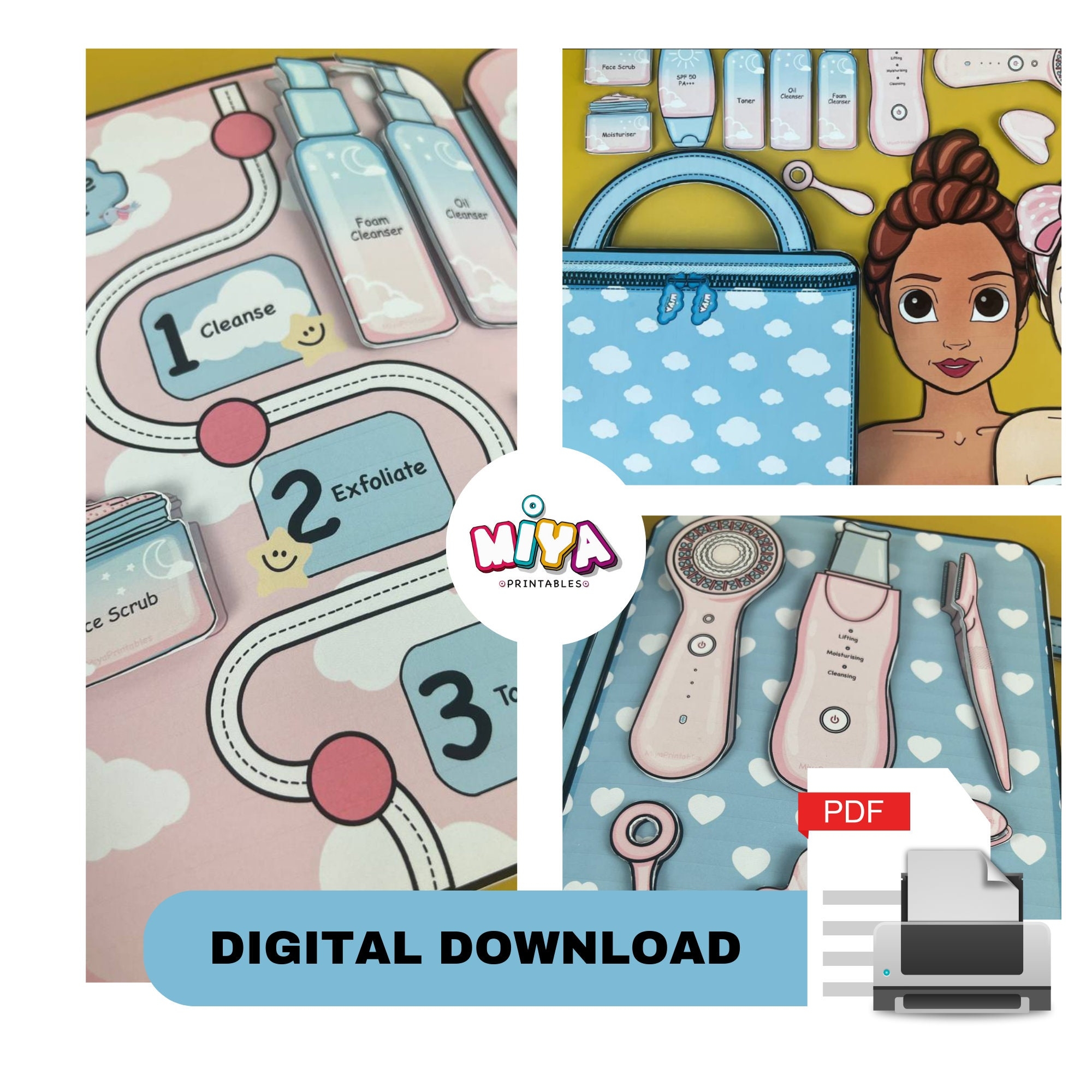 Easy Printable DIY Paper Doll Skincare Kit Etsy Finland