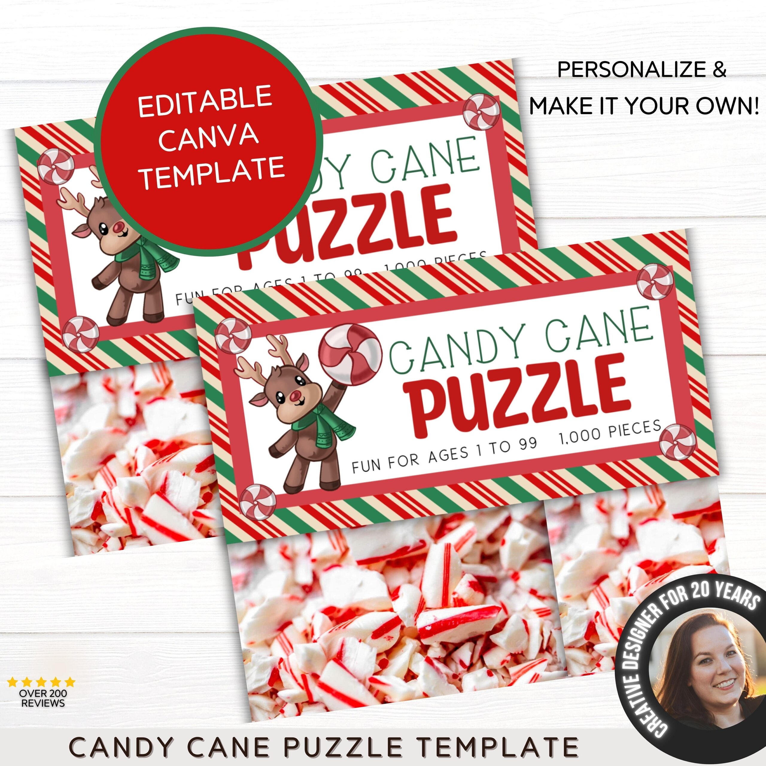 Editable Christmas Candy Cane Puzzle White Elephant Gag Gift Secret Santa Gift Stocking Stuffer Bag Topper Kids Christmas Favors Etsy Australia
