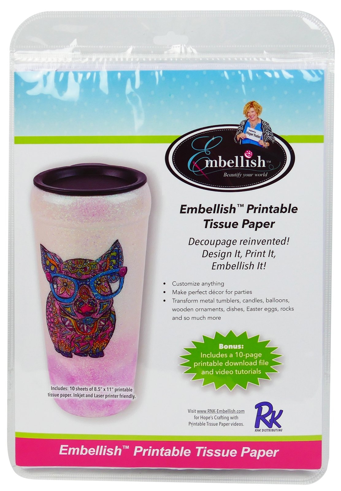 Embellish Printable Tissue Paper 8x11 Pack Of 10 4405000874