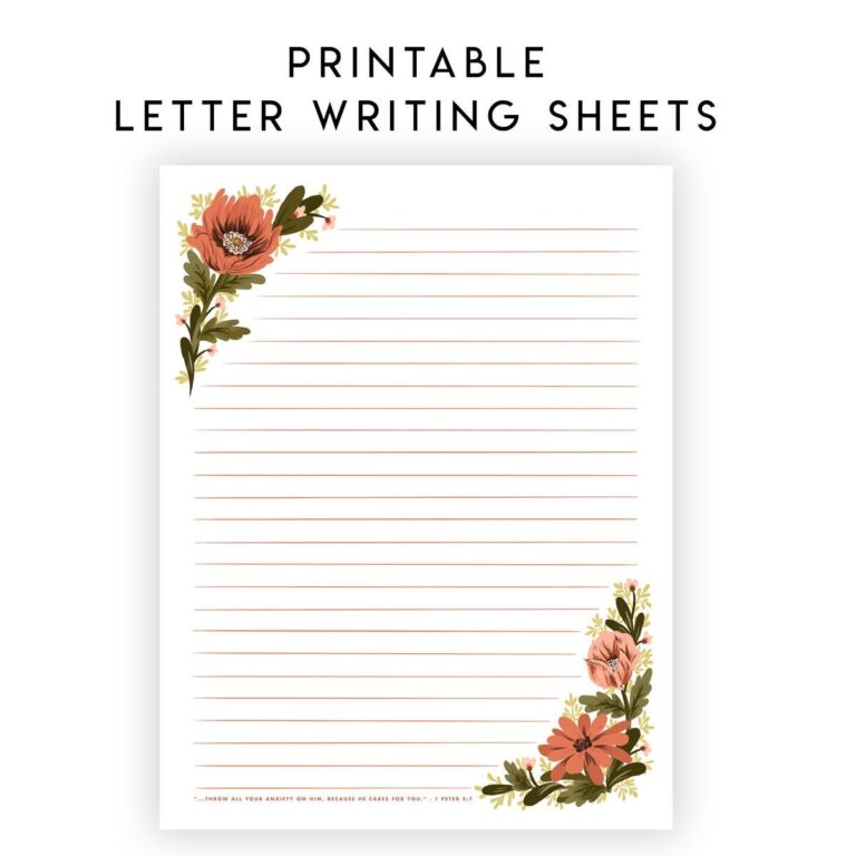 ENGLISH Printable Letter Writing Sheets Throw All Your Anxiety On Him Because He Cares For You 1 Peter 5 7 Ministry Personal Letters Etsy
