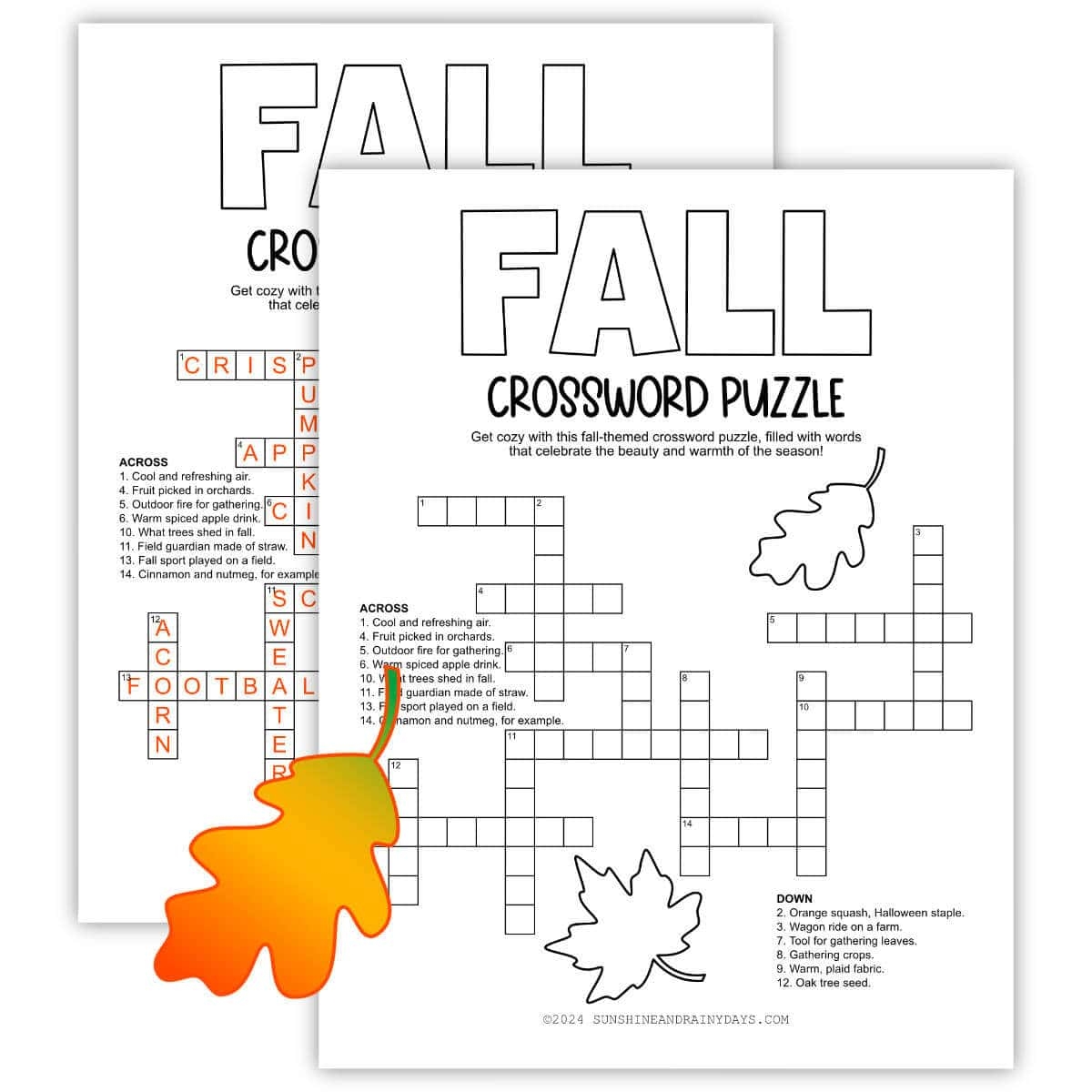 fall crossword puzzles printable fall crossword puzzles printable
