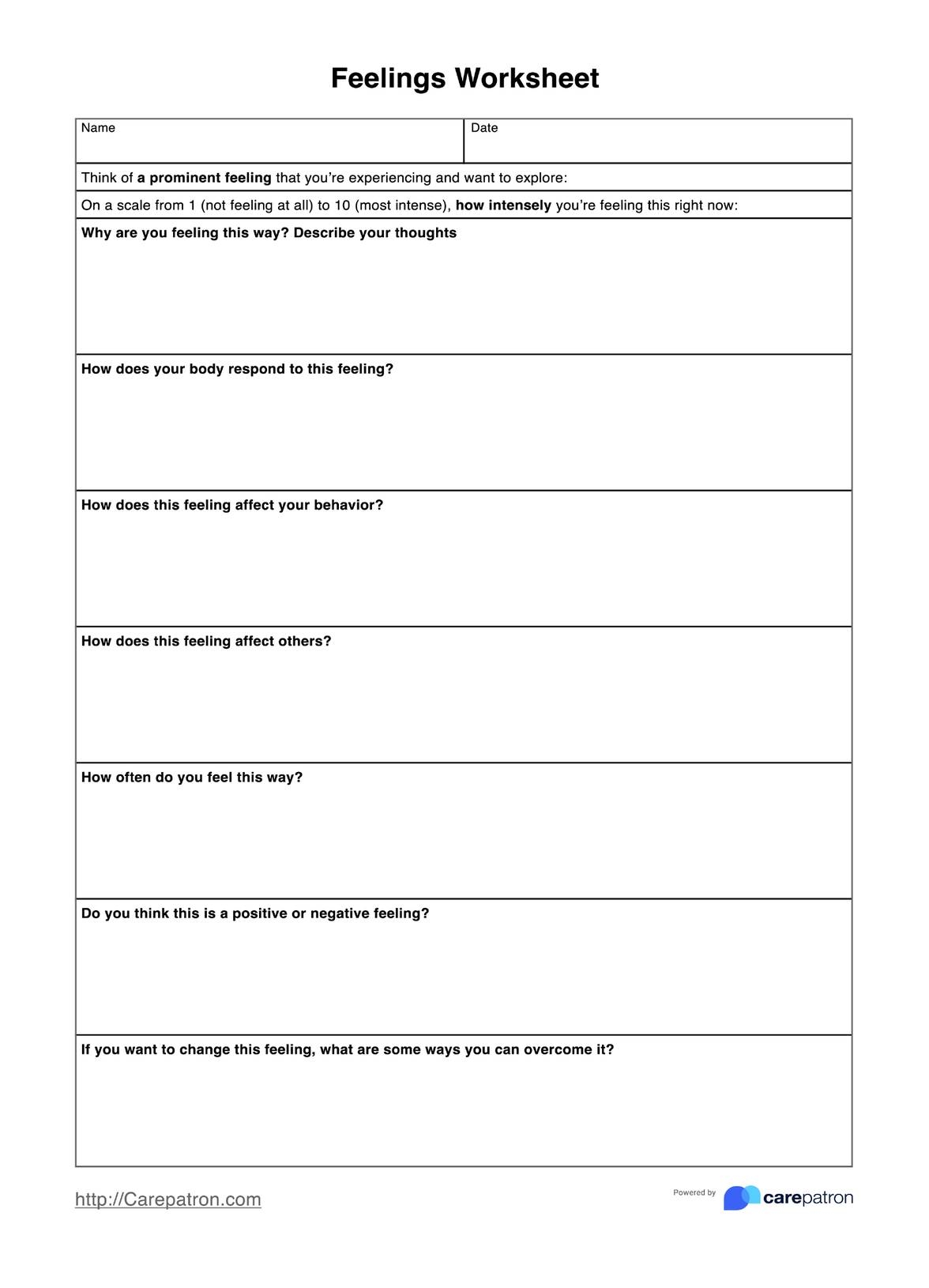 free printable feelings worksheets pdf