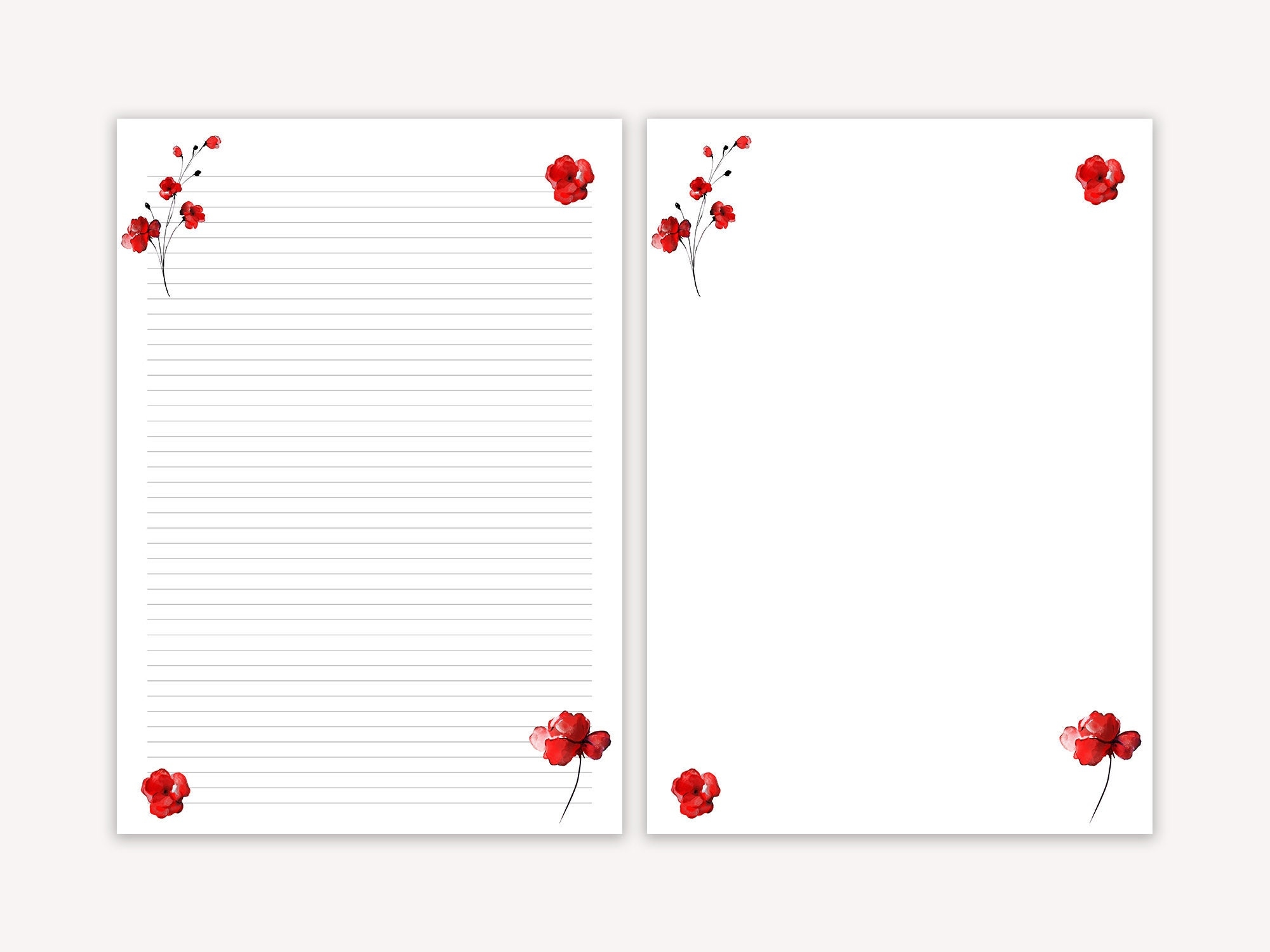 Floral Printable Letter Paper Line Sheet Sheet Floral Printable Letter Paper Writing Paper Printable To Do List Letter Writing Set Etsy