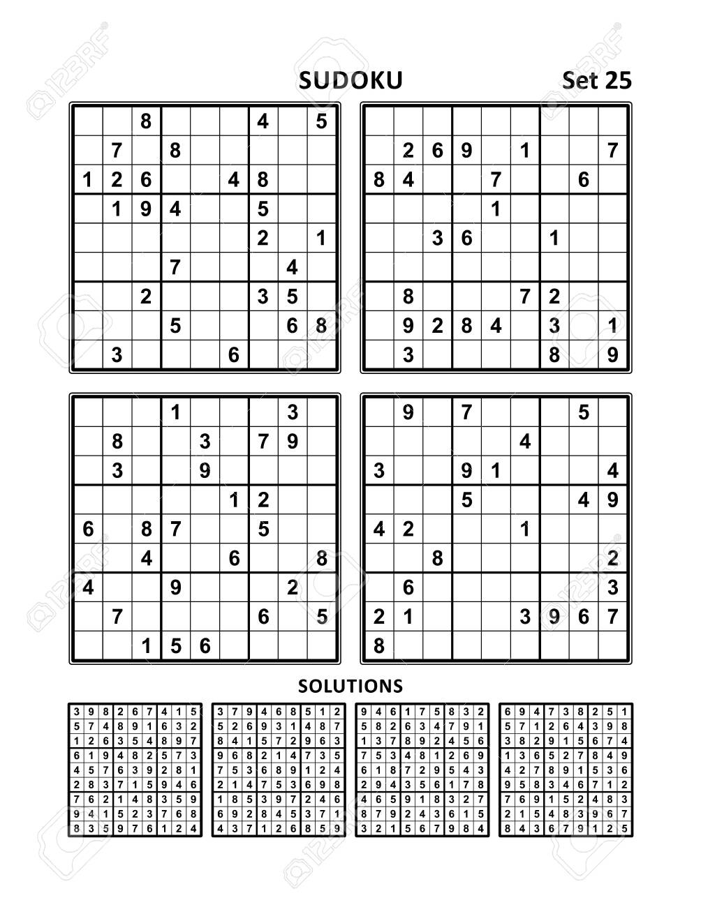 Four Sudoku Puzzles Of Medium Level Answers Included Set 25 Royalty Free SVG Cliparts Vectors And Stock Illustration Image 150155869 
