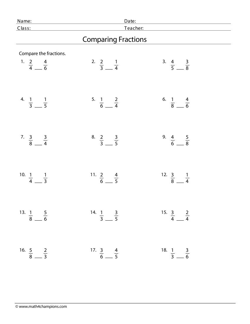 Fraction Worksheets Pdf Downloads Math Champions