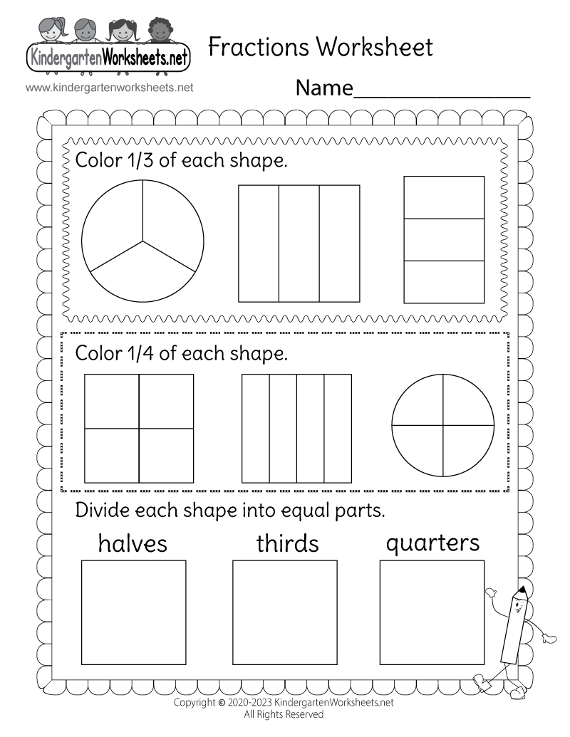 free printable fraction worksheets