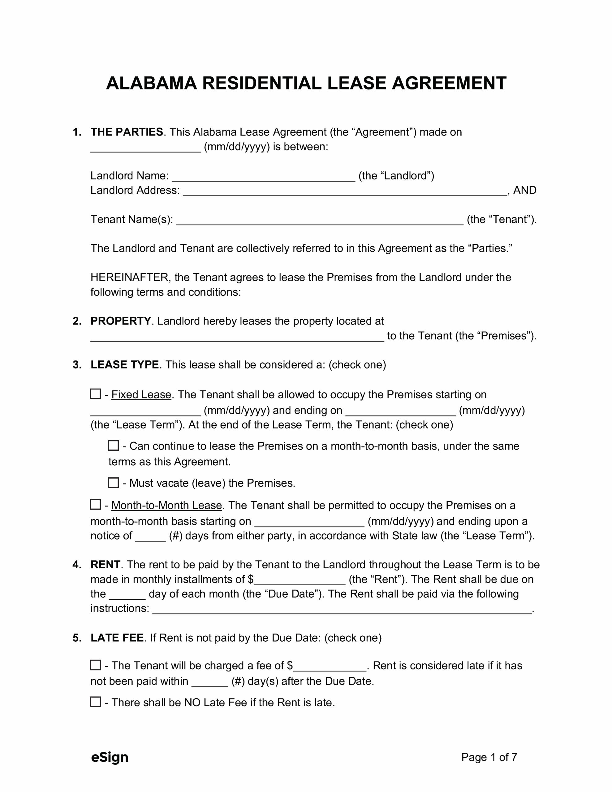 free printable rental agreement template