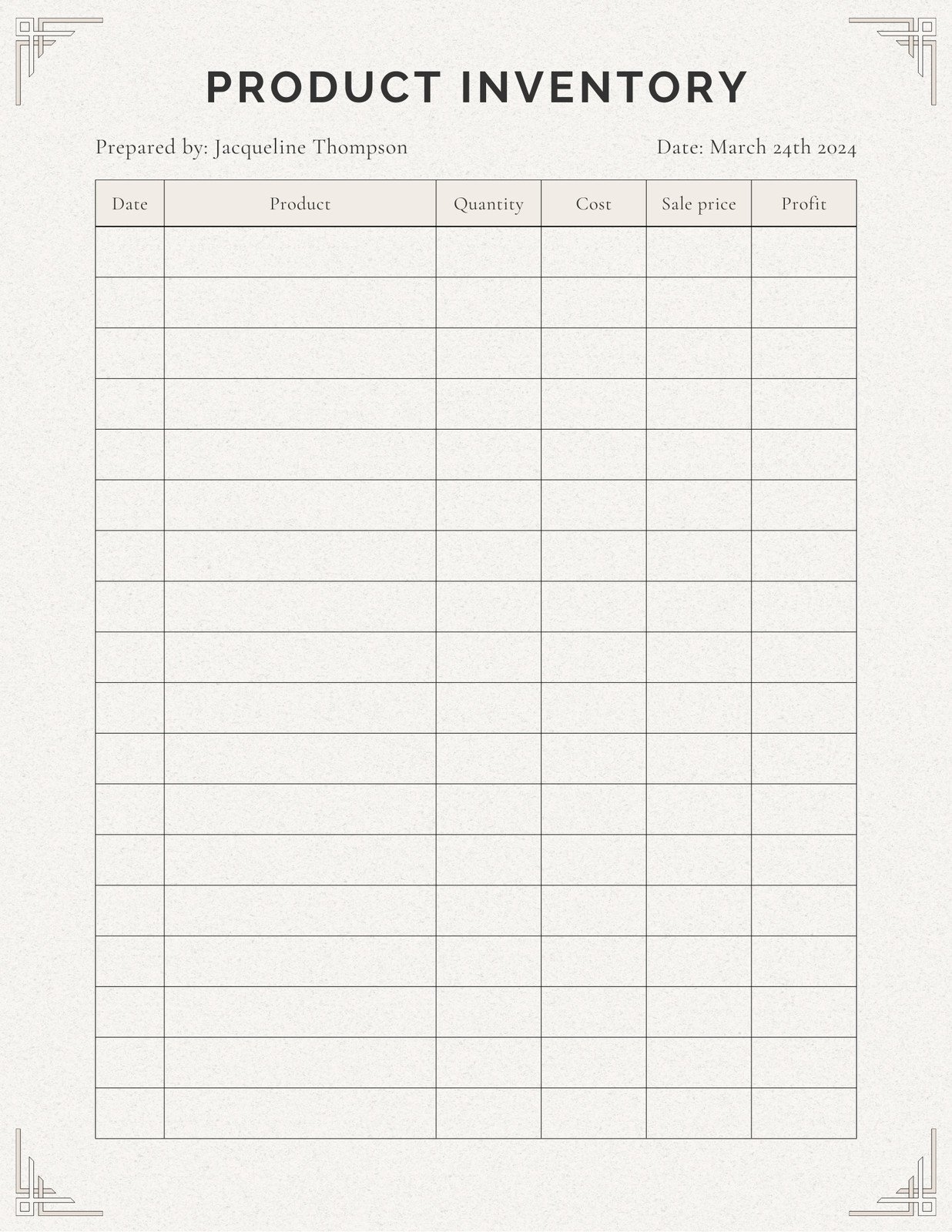 Free And Customizable Inventory Templates