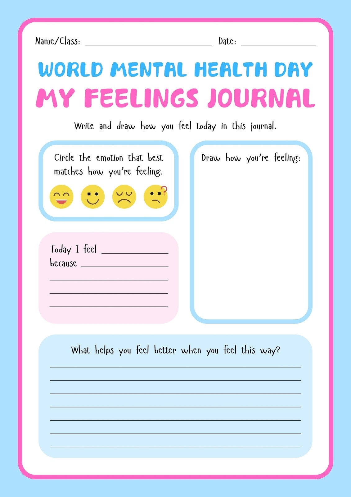 Free And Customizable Mental Health Templates