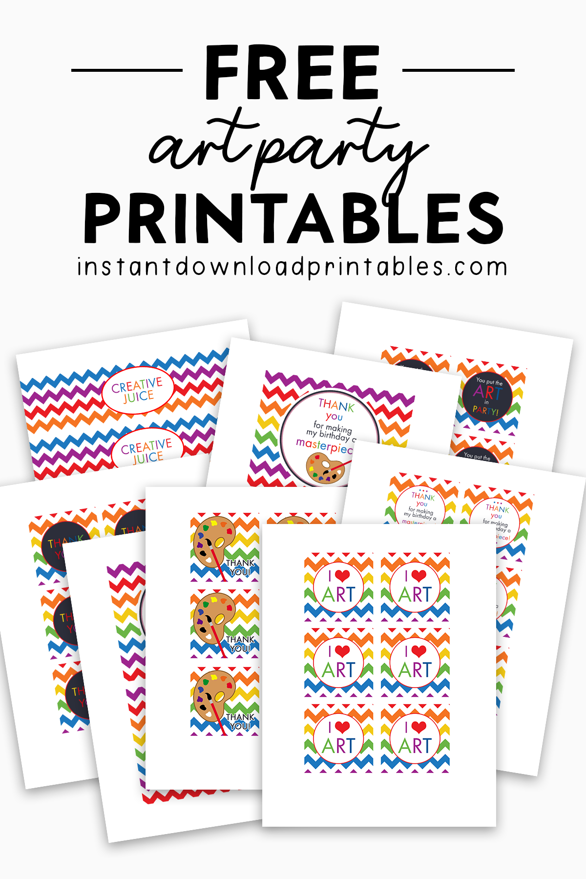 Free Art Party Birthday Printables Instant Download Instant Download Printables