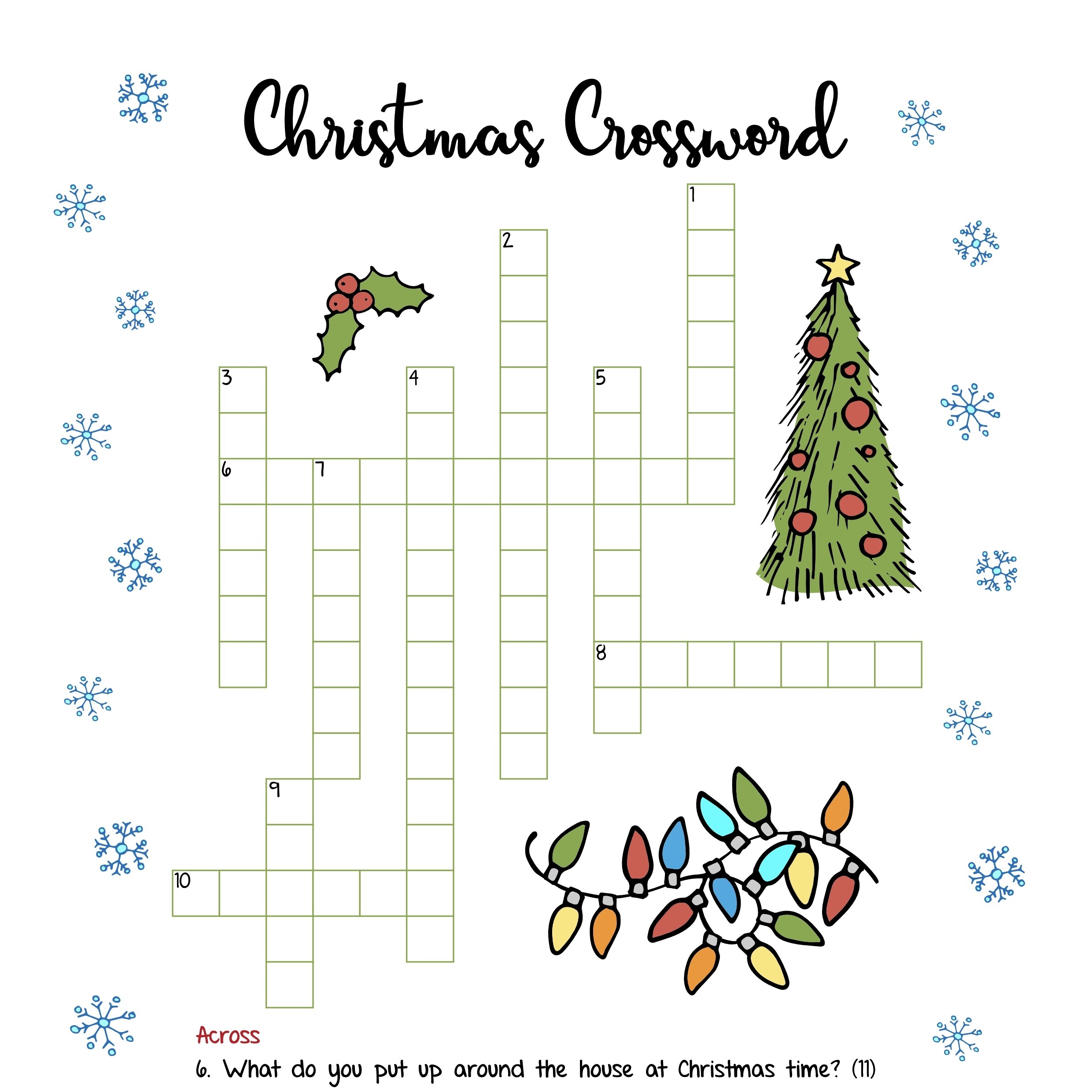 christmas printable crossword puzzles