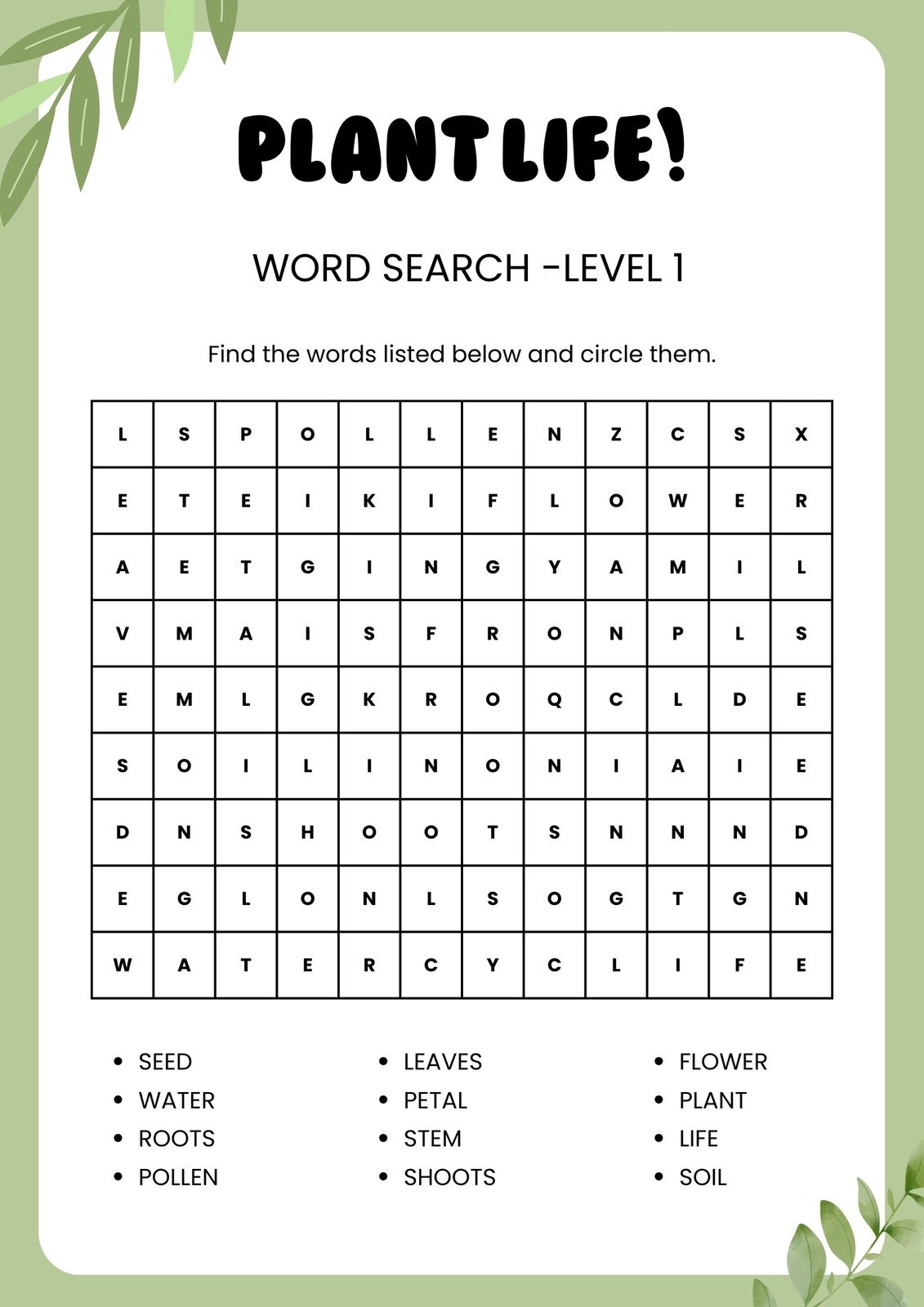 science word find puzzles printable