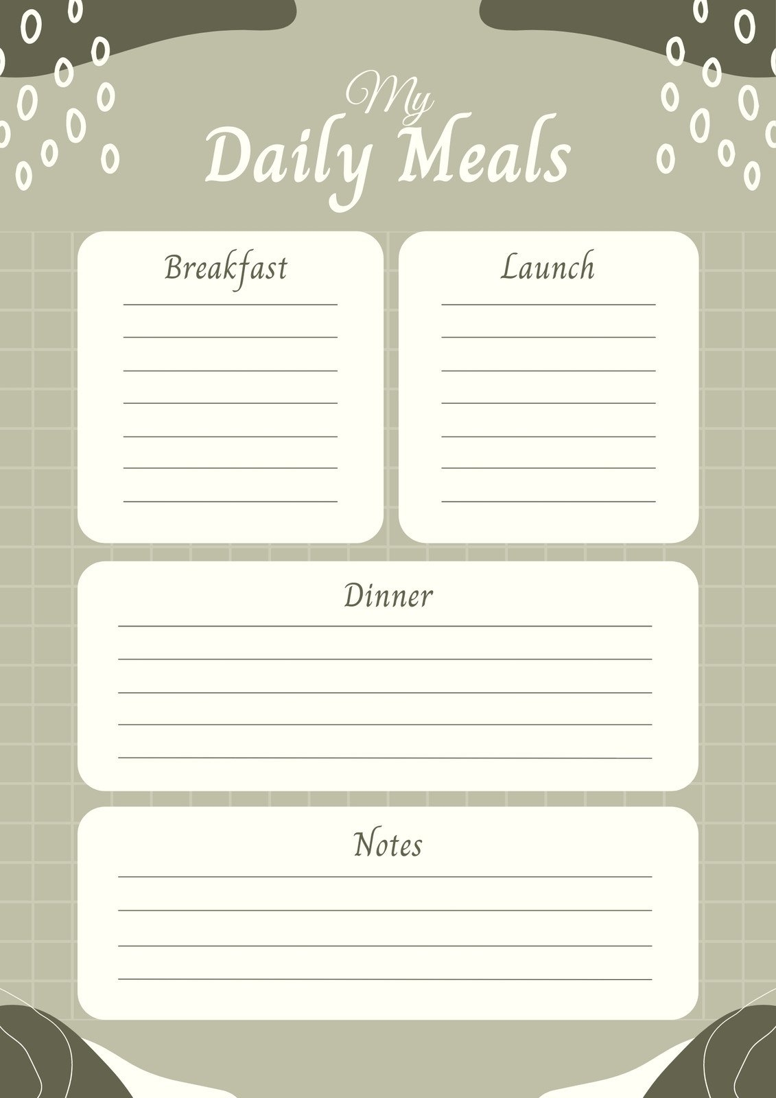 printable blank menu template