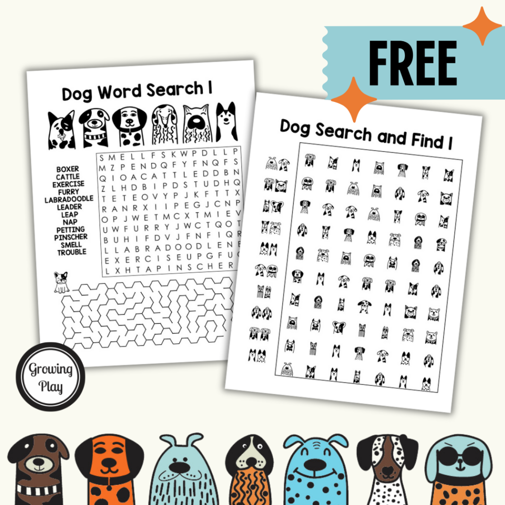 Free Dog Word Search Puzzle Printables Growing Play