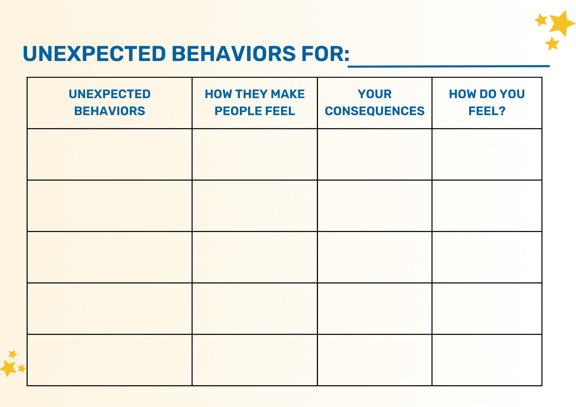 free printable behavior worksheets