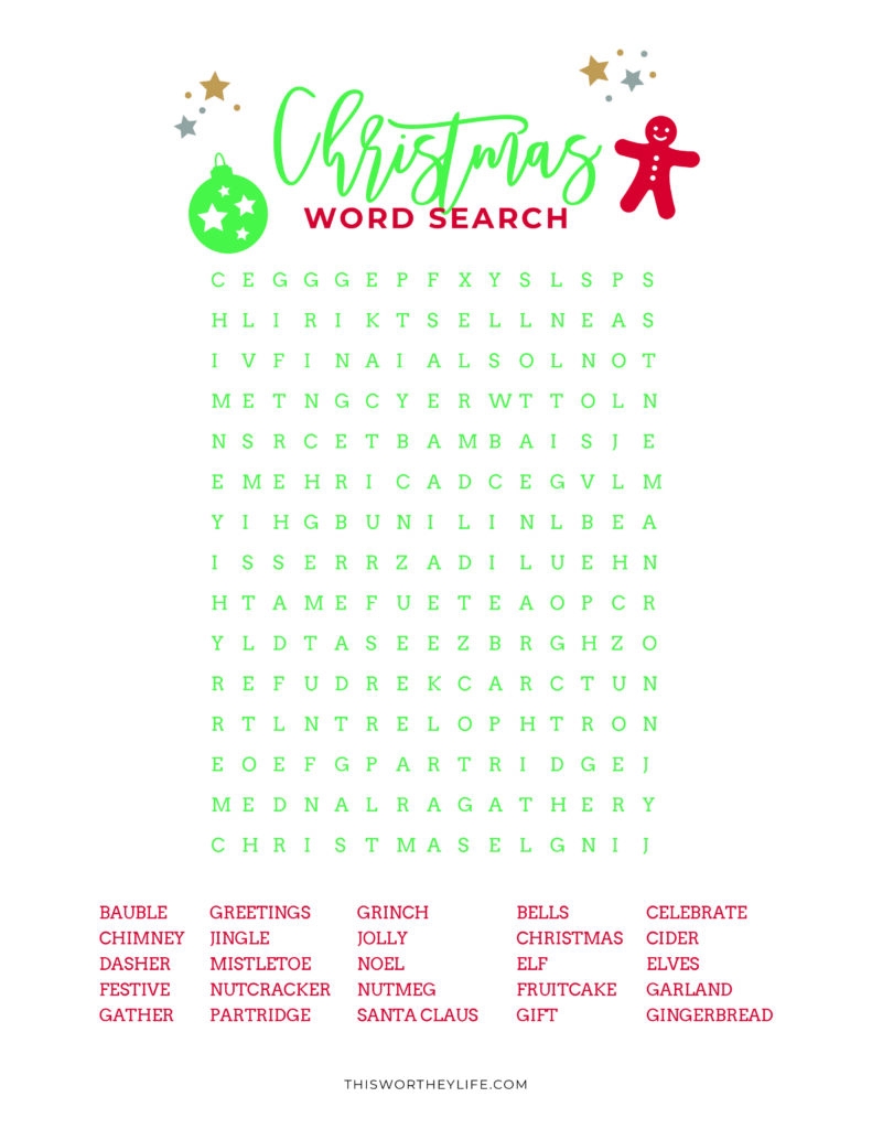 christmas word puzzles printable