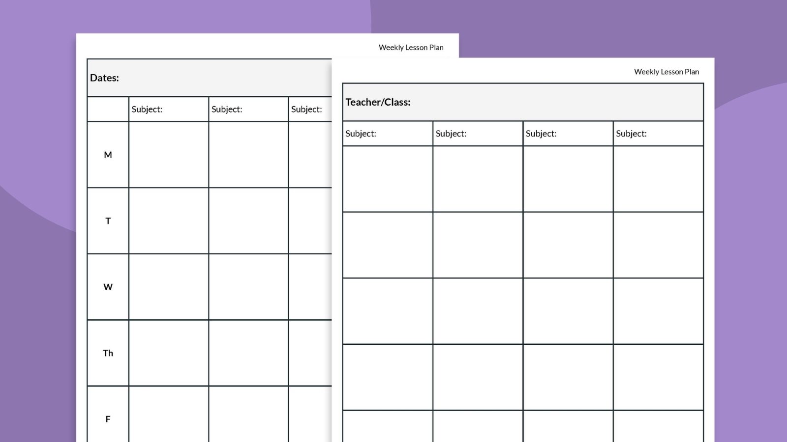 printable free weekly lesson plan template pdf