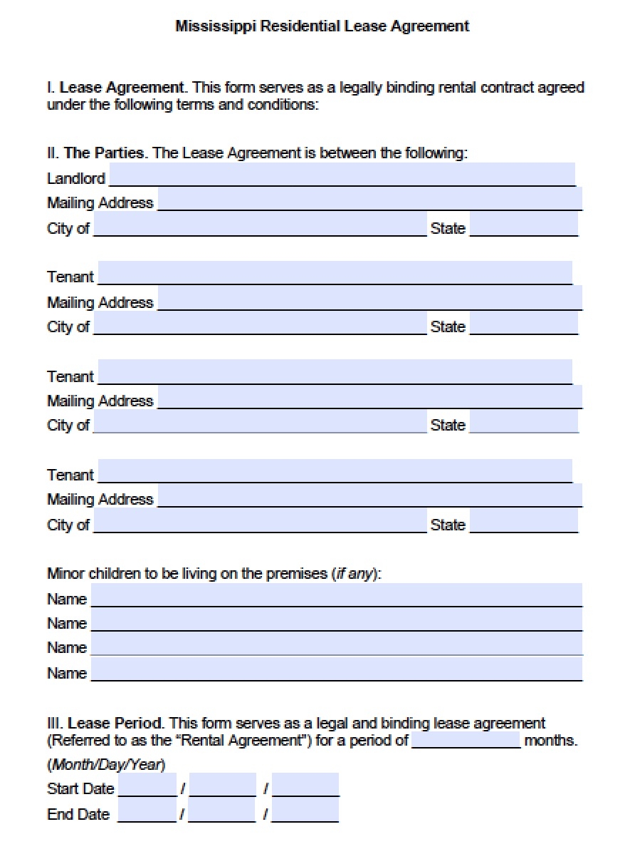 printable rental lease agreement template