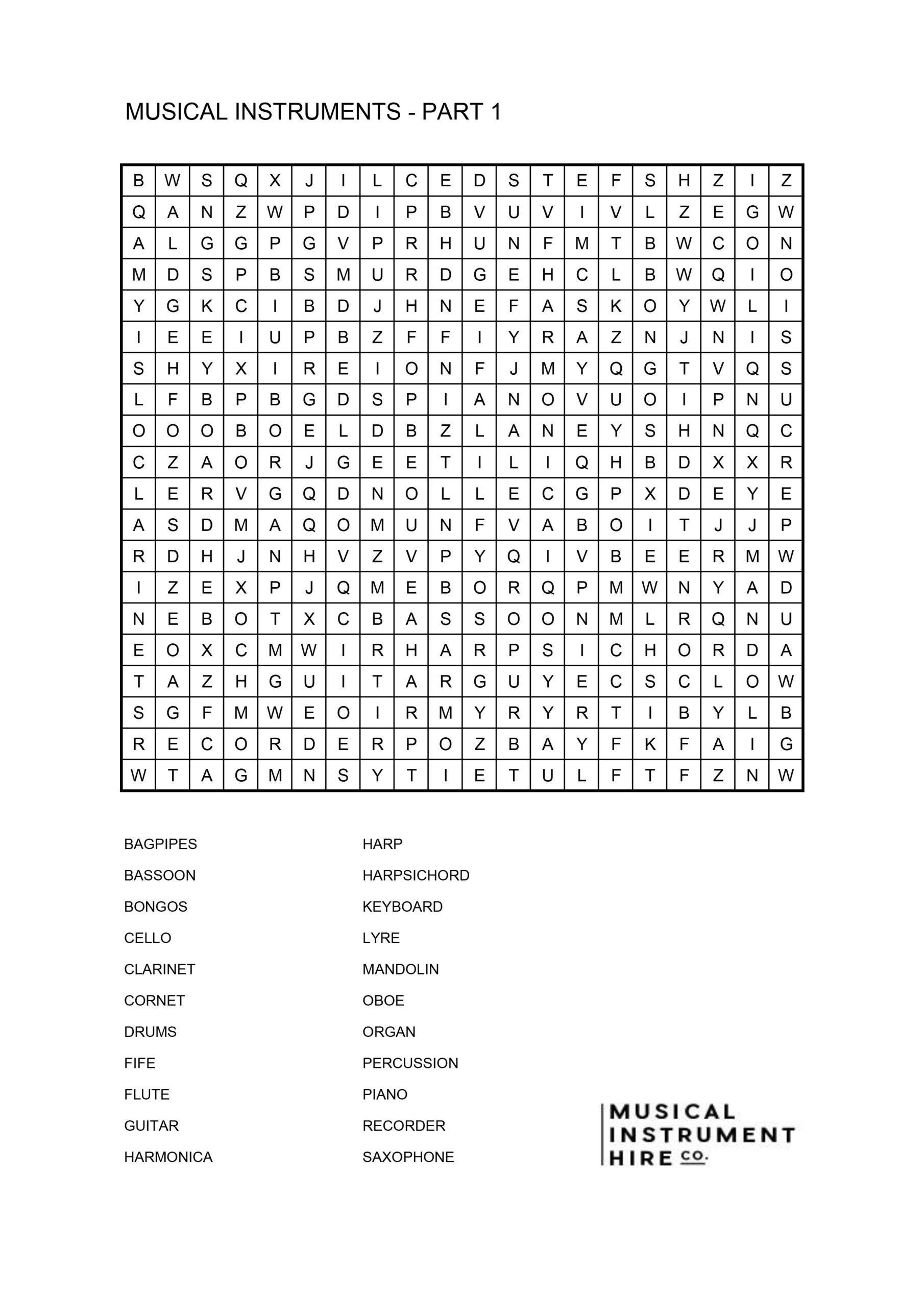 printable music word search puzzles