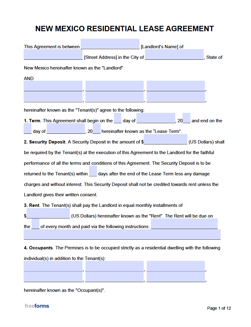 free printable rental lease agreement templates