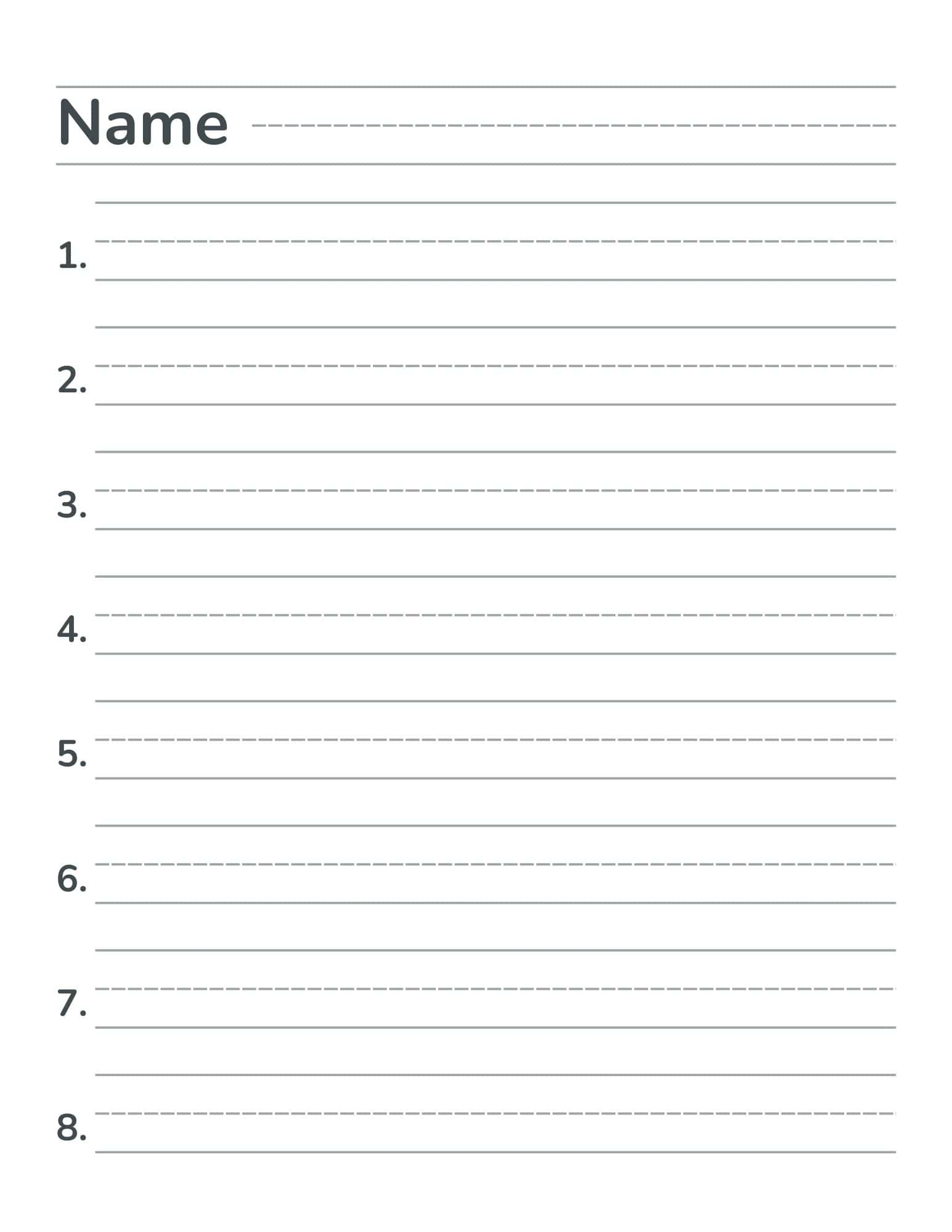 lined paper printable for kindergarten