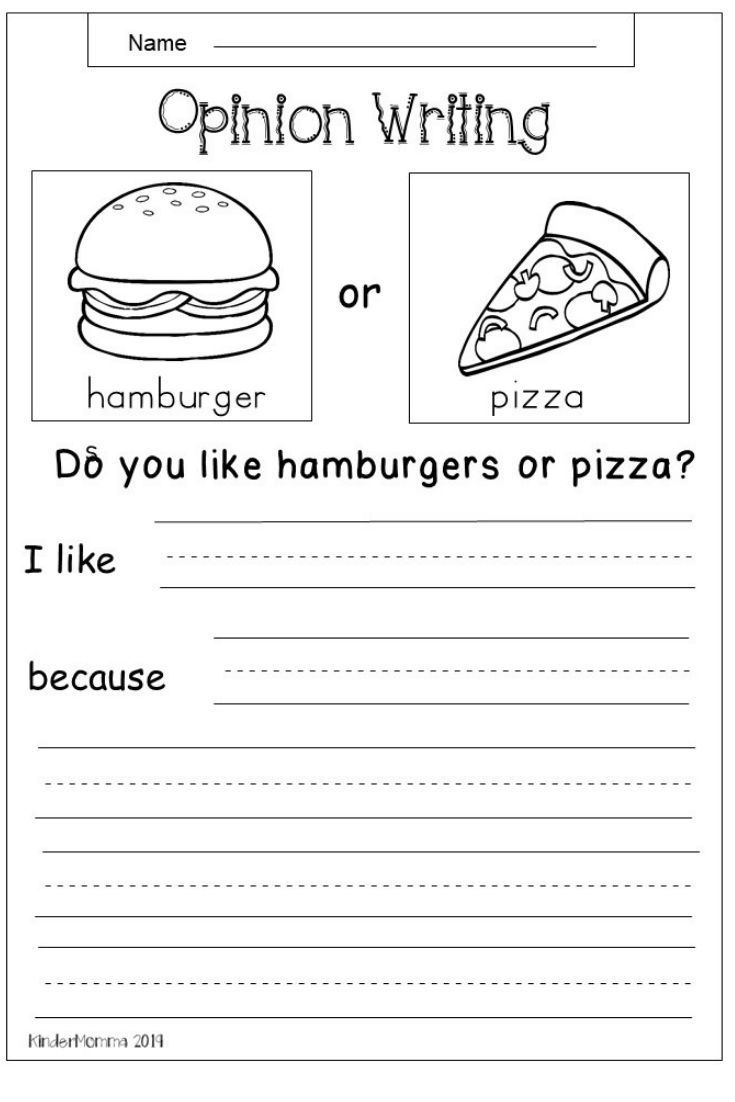 Free Opinion Writing Worksheet Kindermomma 1st Grade Writing 2nd Grade Writing First Grade Writing