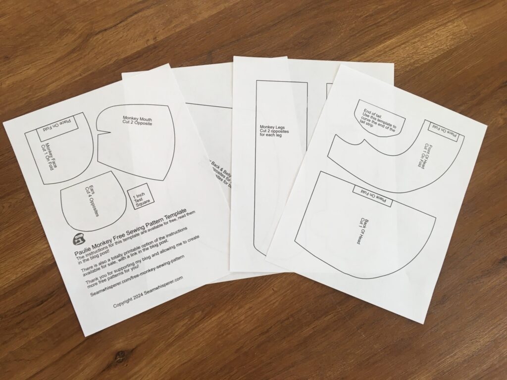 Free Paulie Monkey Sewing Pattern PDF Printable 