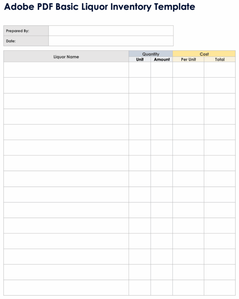 Free PDF Inventory Sheets Templates Editable Printable