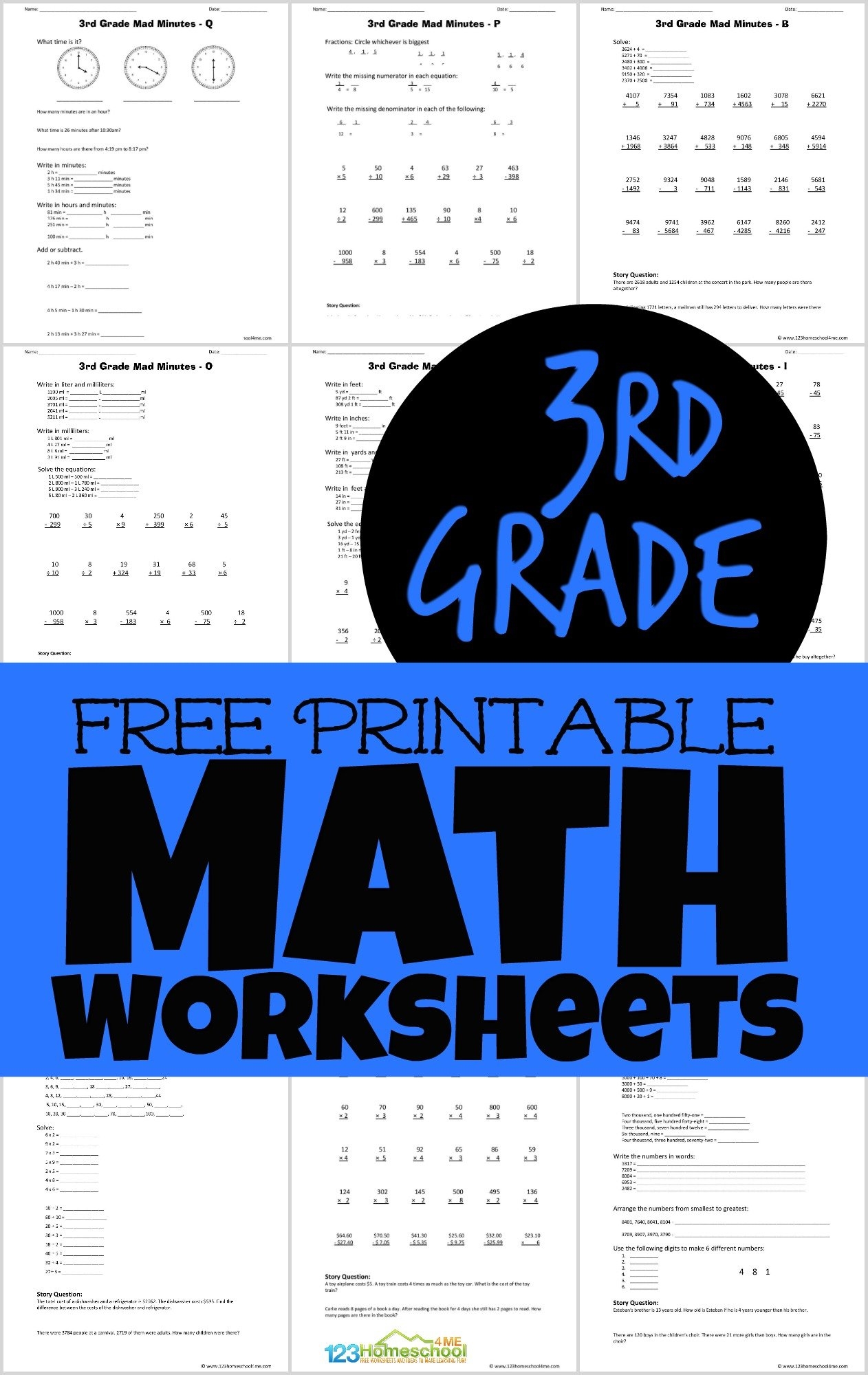 printable 3rd grade math worksheets