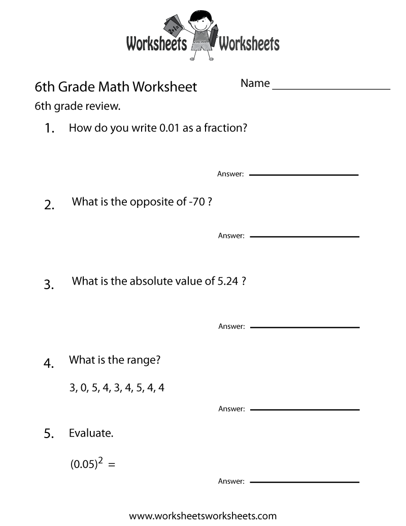 free printable 6th grade worksheets all subjects