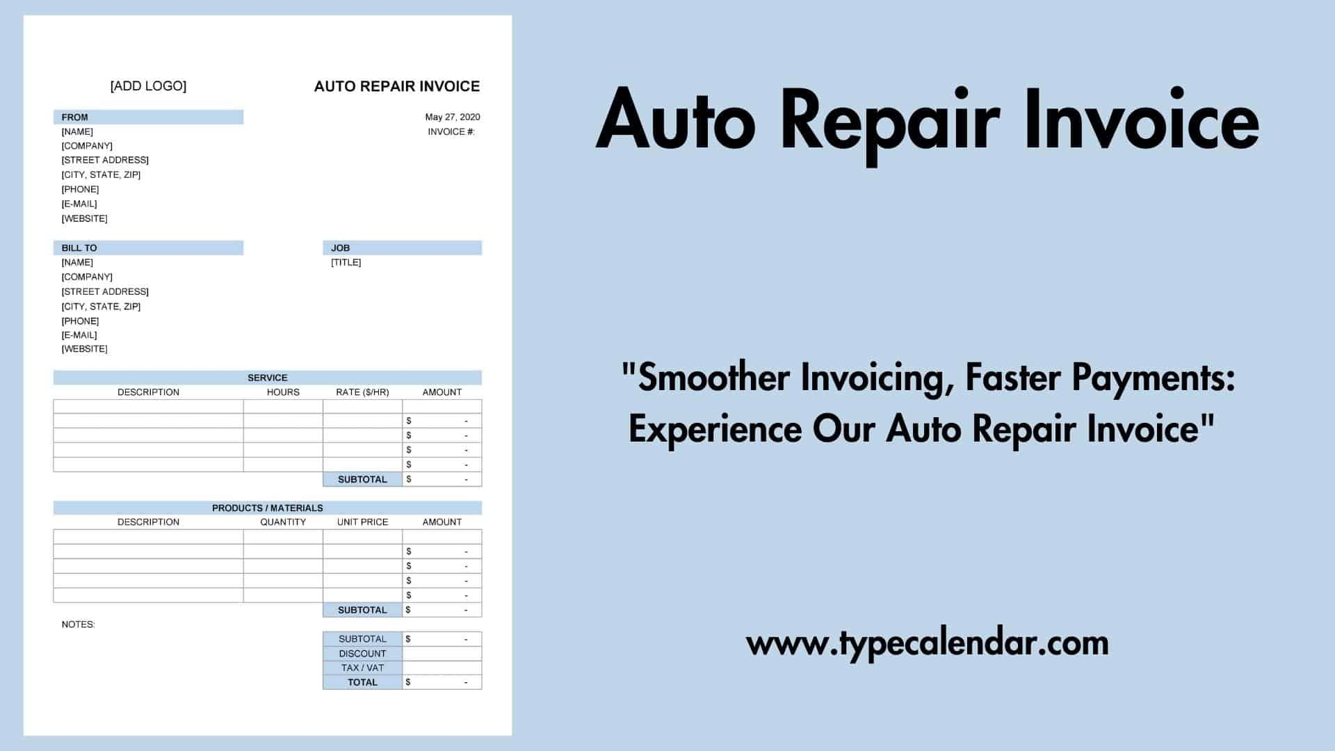 Free Printable Auto Repair Invoice Templates PDF Word Excel Free Printable Auto Repair Invoice Templates PDF Word Excel
