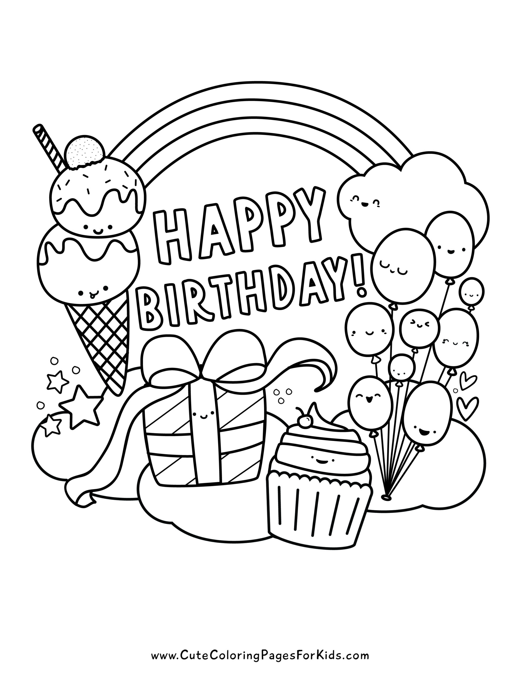 happy birthday coloring printables