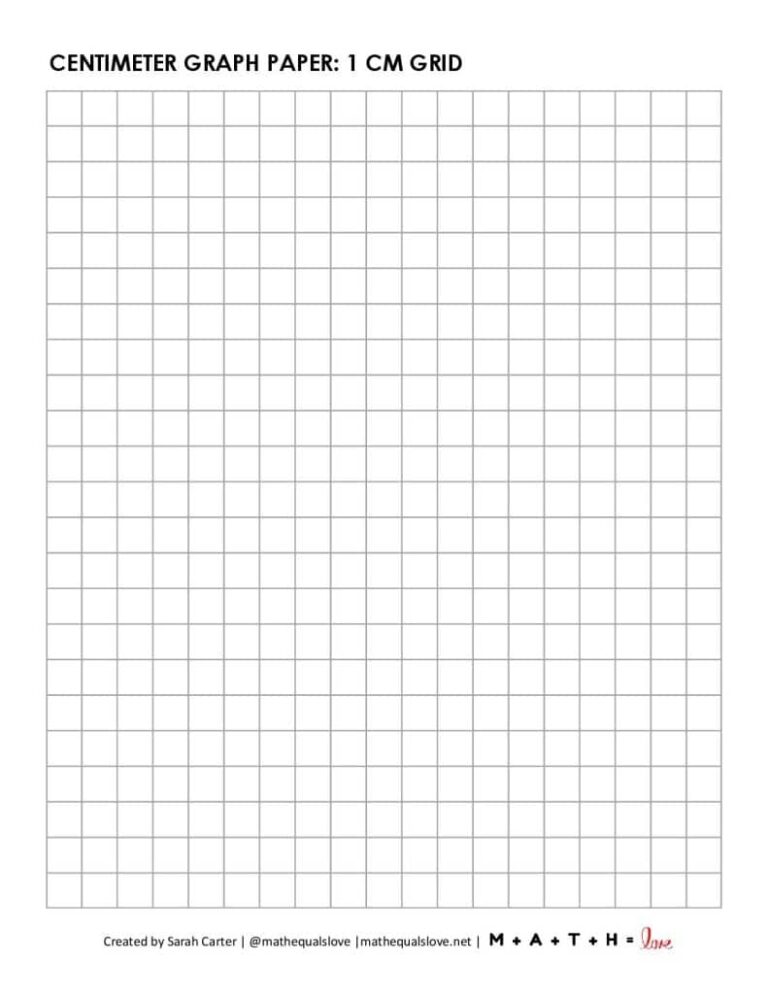Free Printable Centimeter Graph Paper 1 Cm Grid PDF