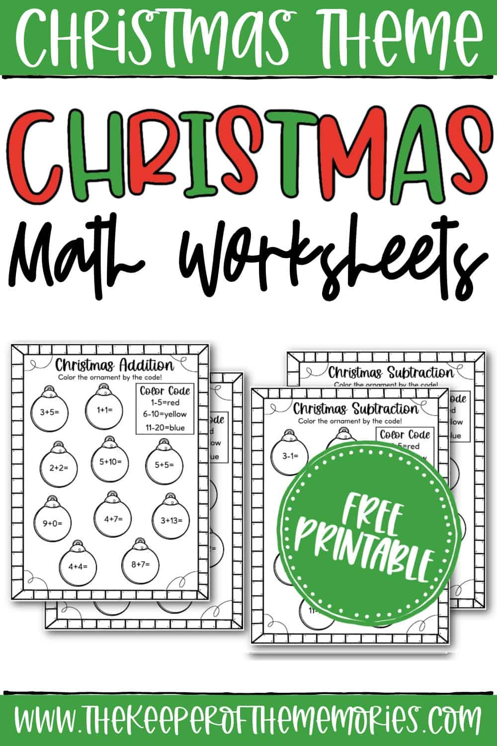 free printable christmas math worksheets