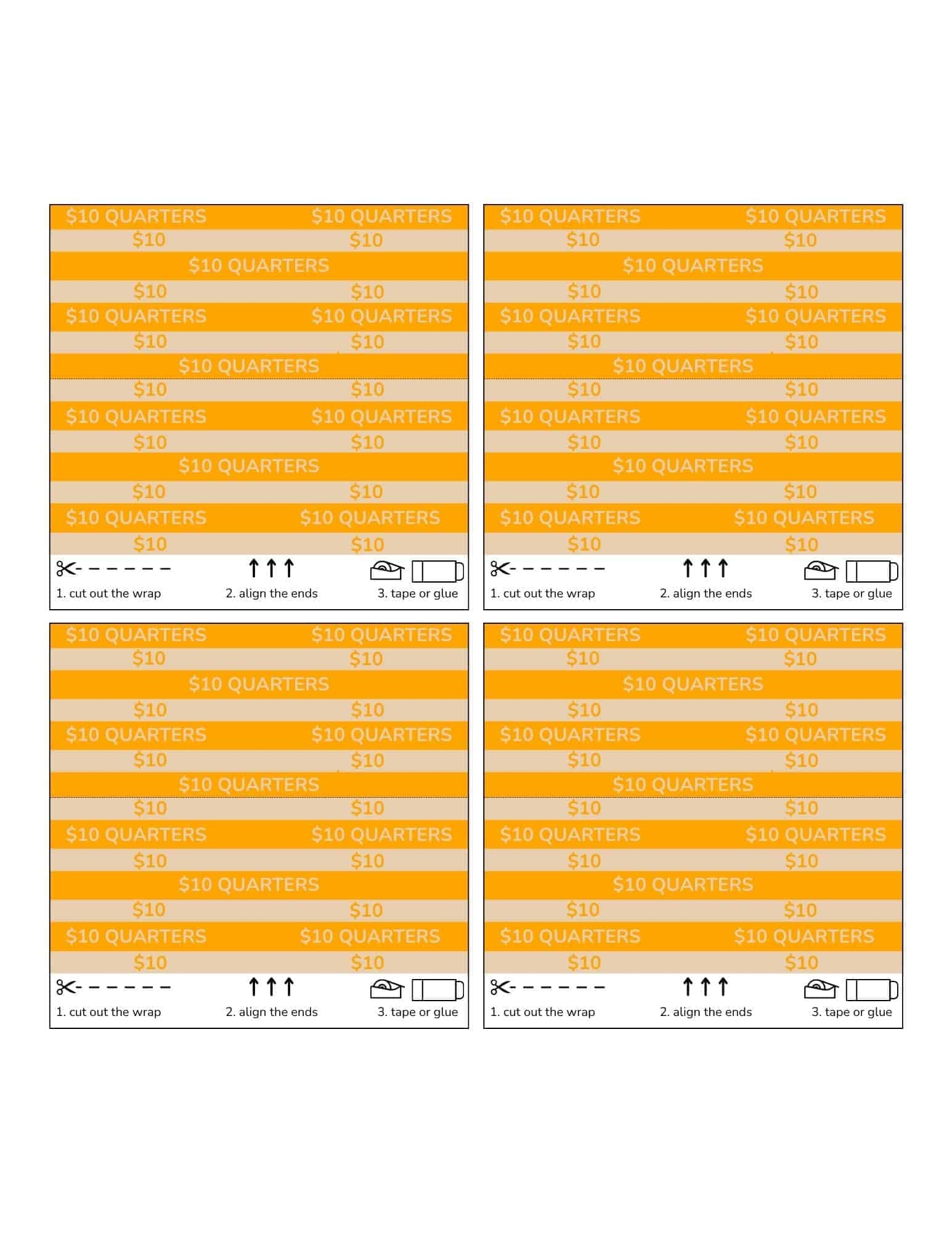 Free Printable Coin Rolls For Pennies Nickels Dimes And Quarters