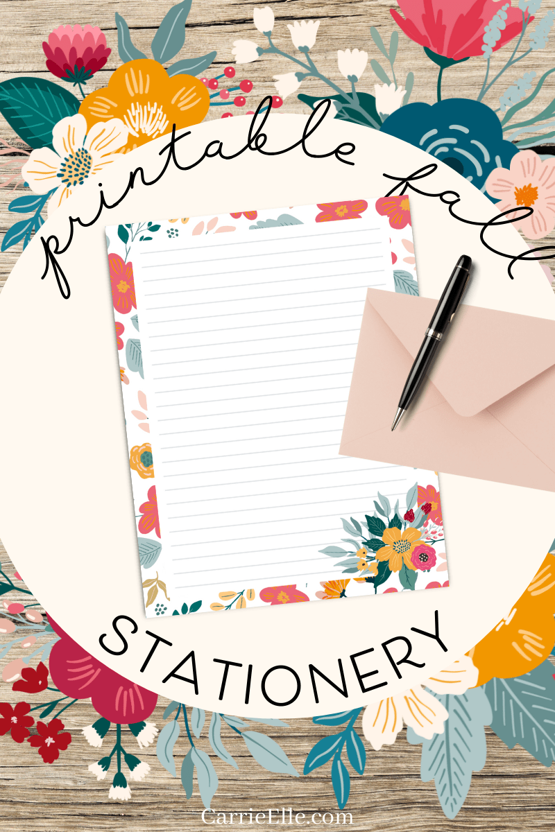 Free Printable Colorful Fall Floral Stationery Carrie Elle