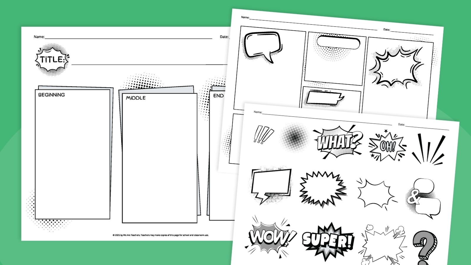 free printable comic strip template