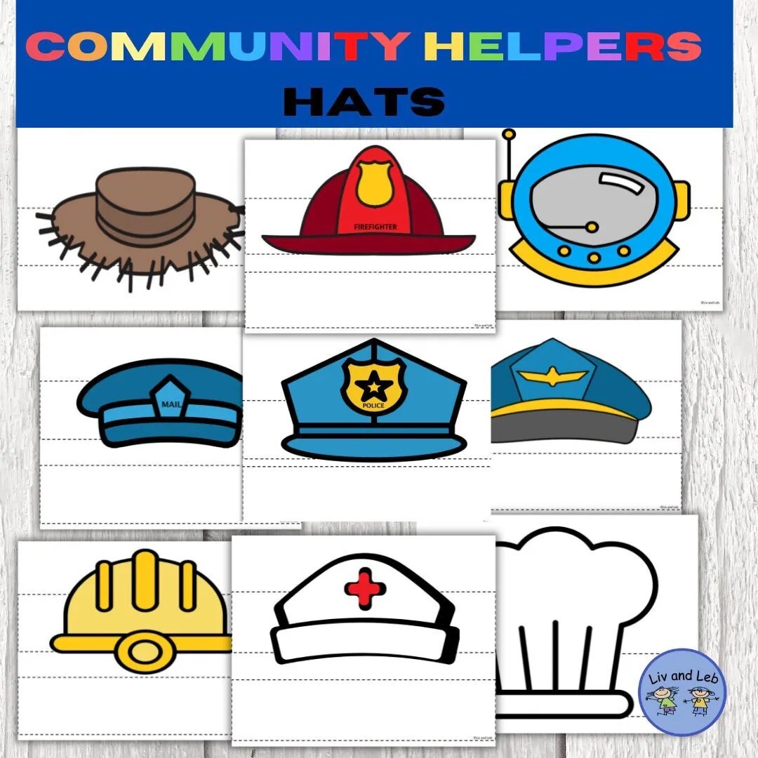 Free Printable Community Helper Hats Printable Party Favors Free Printable Community Helper Hats Printable Party Favors