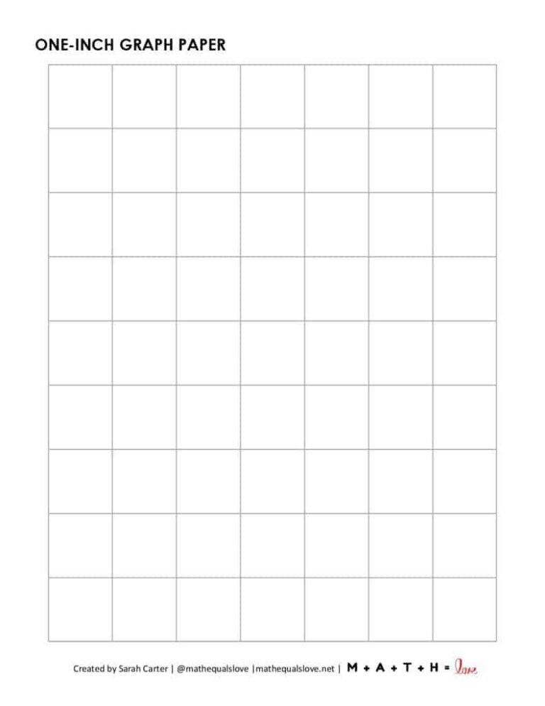Free Printable Graph Paper 1 Inch Grid PDF Format