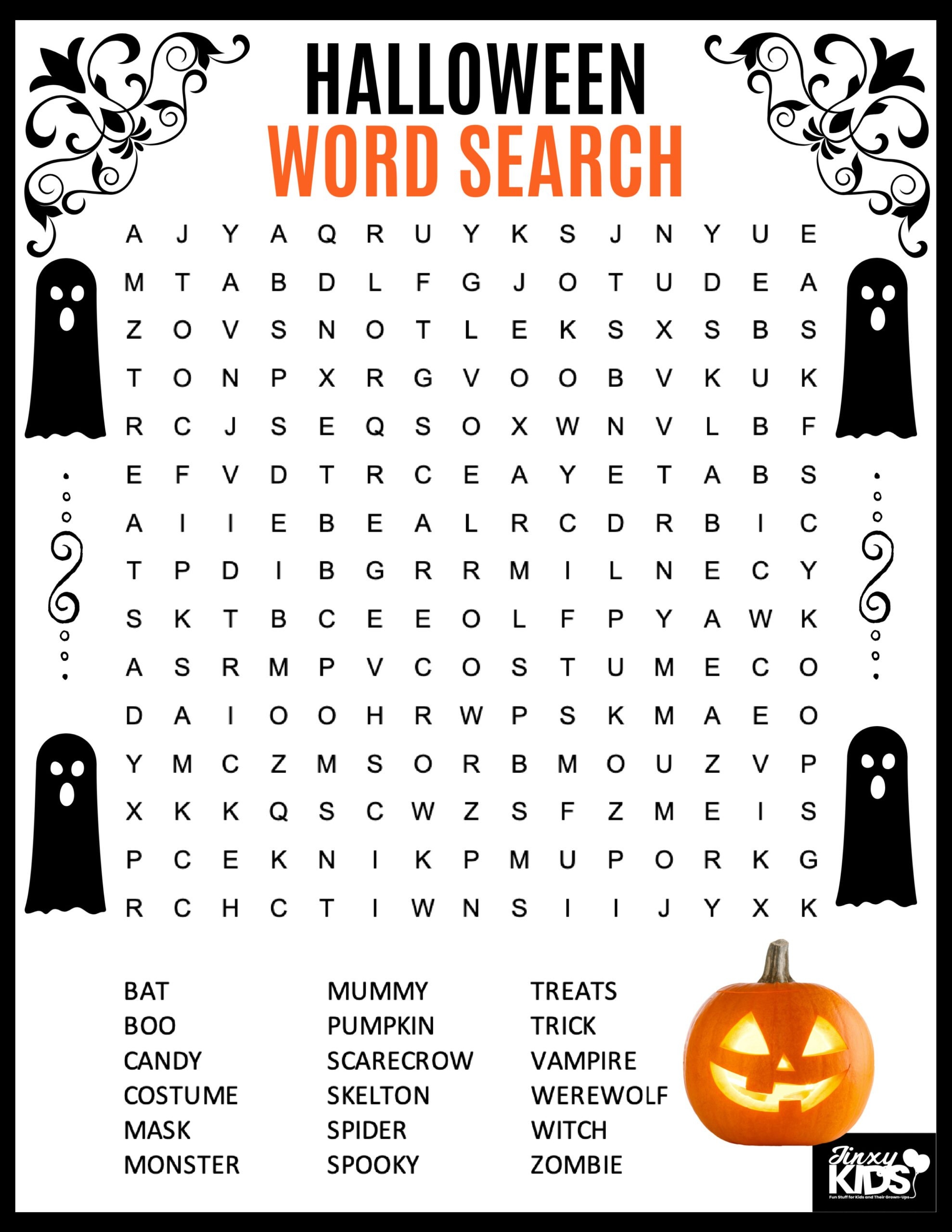 free printable halloween word puzzles