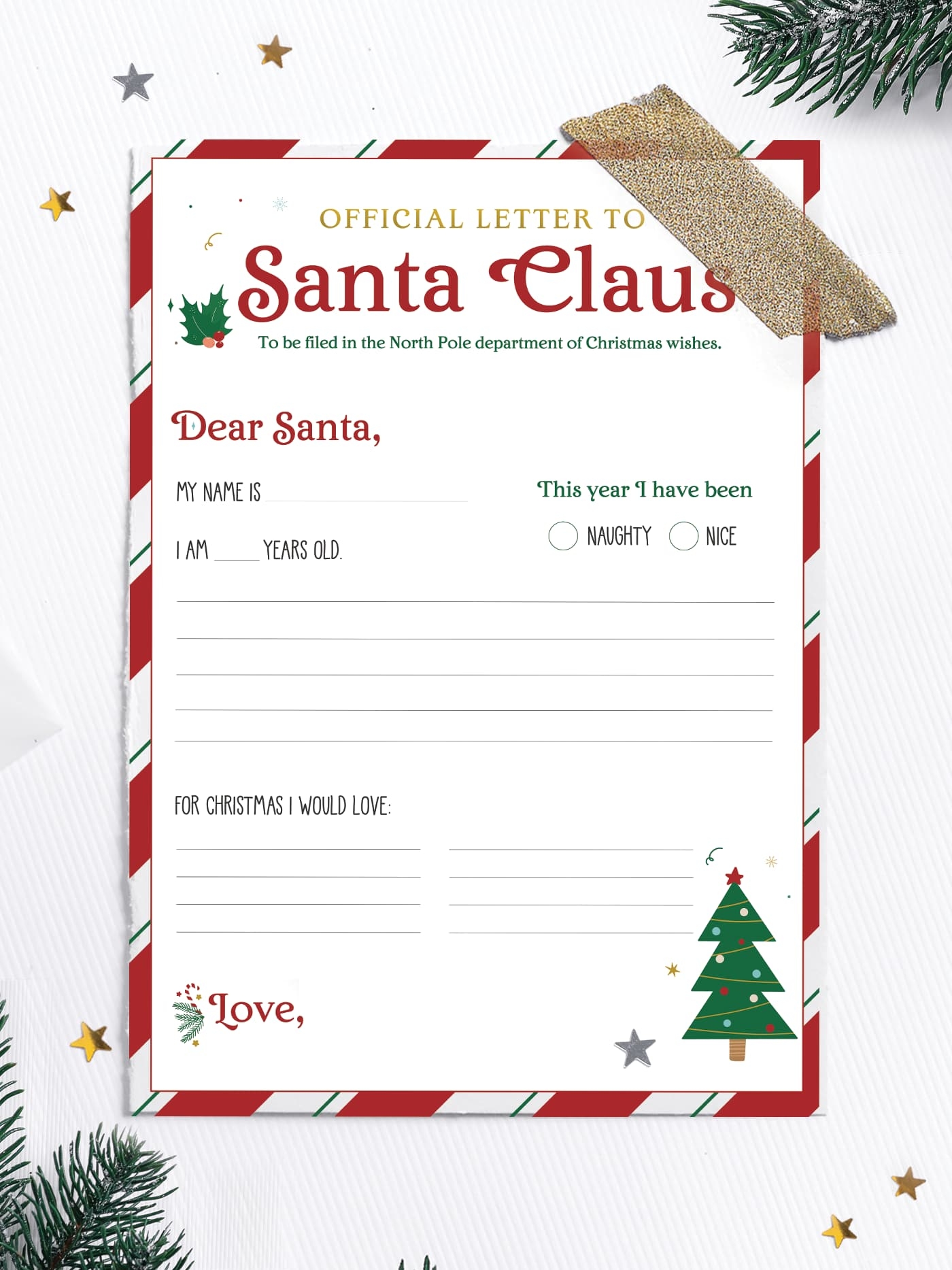 free printable letter to santa template