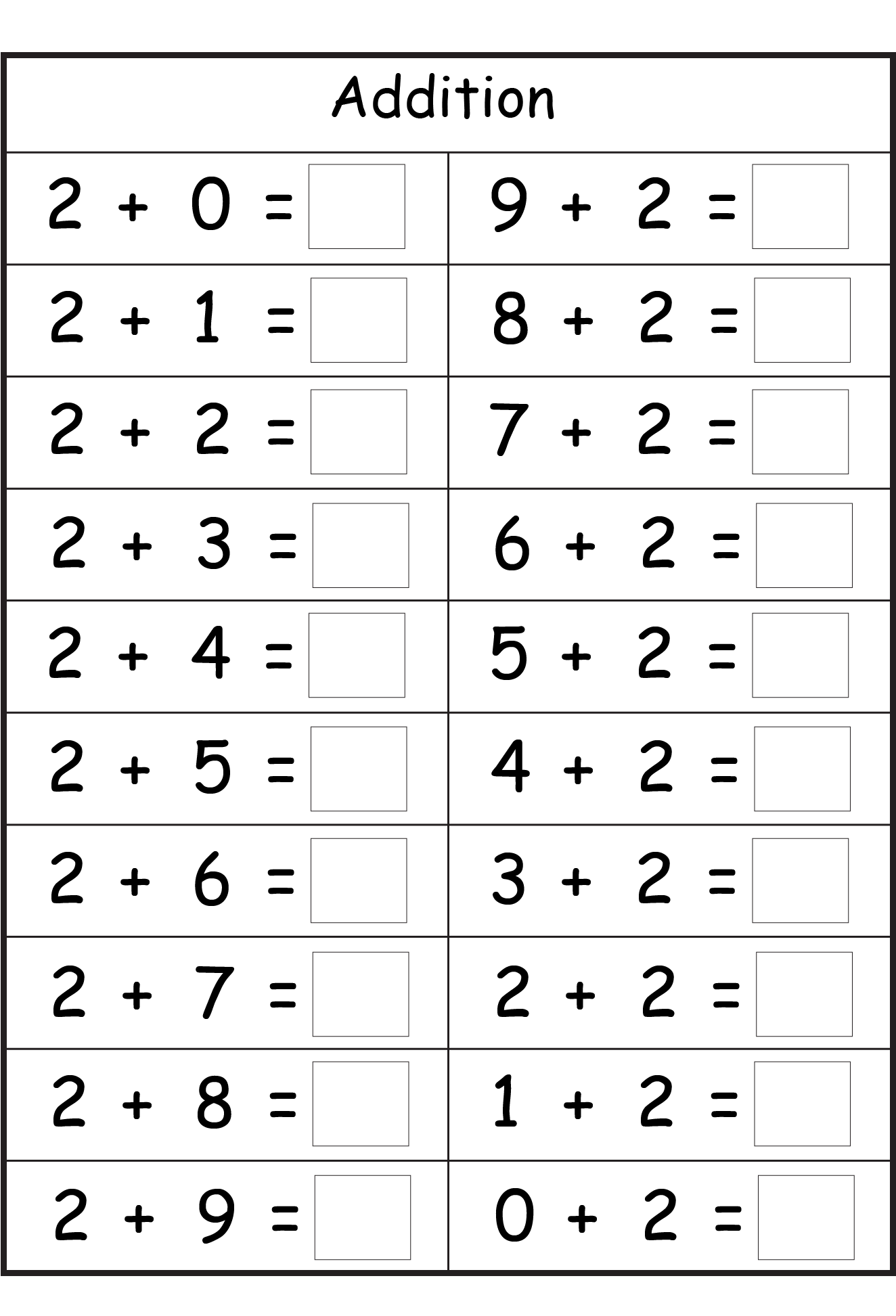 free printable adding worksheets