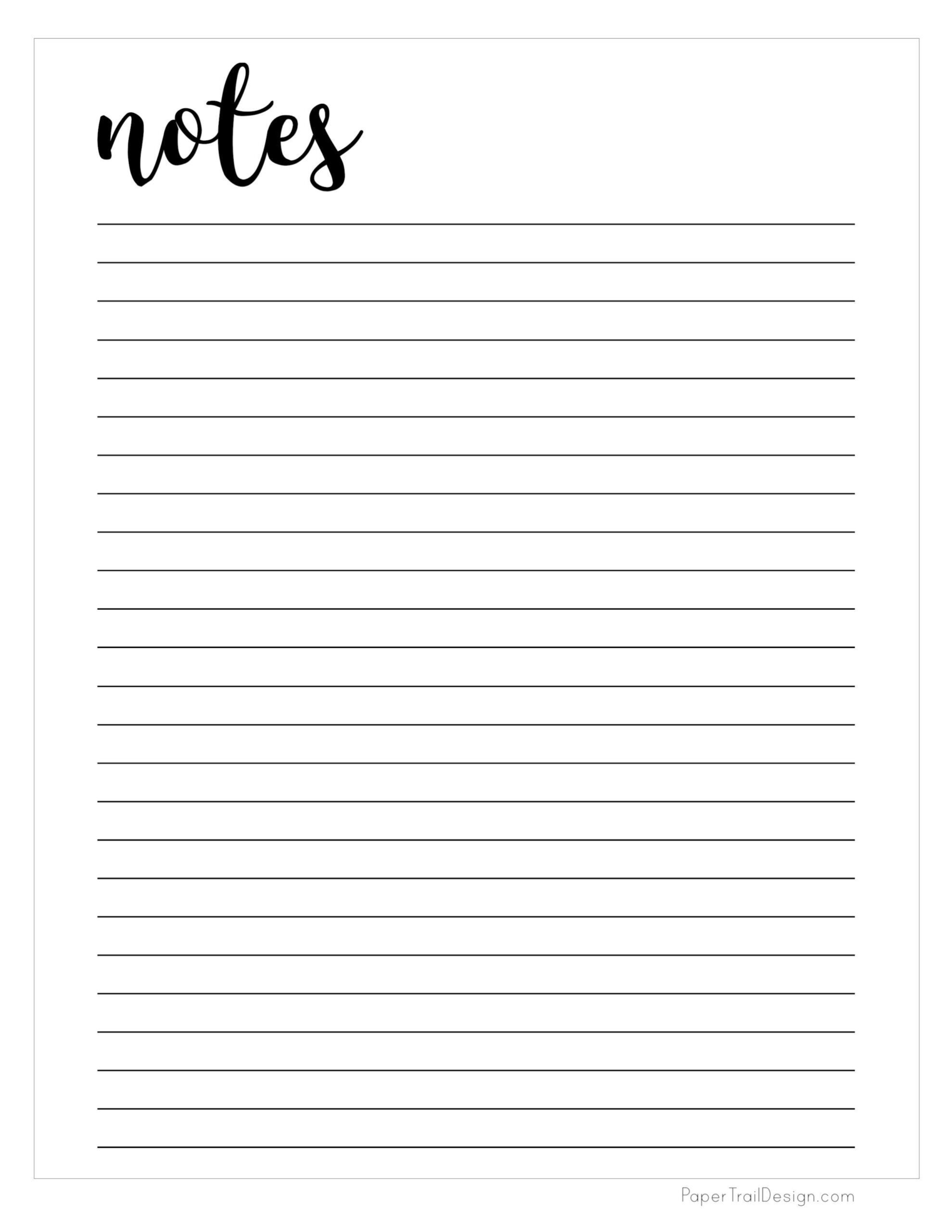 cute printable notes template