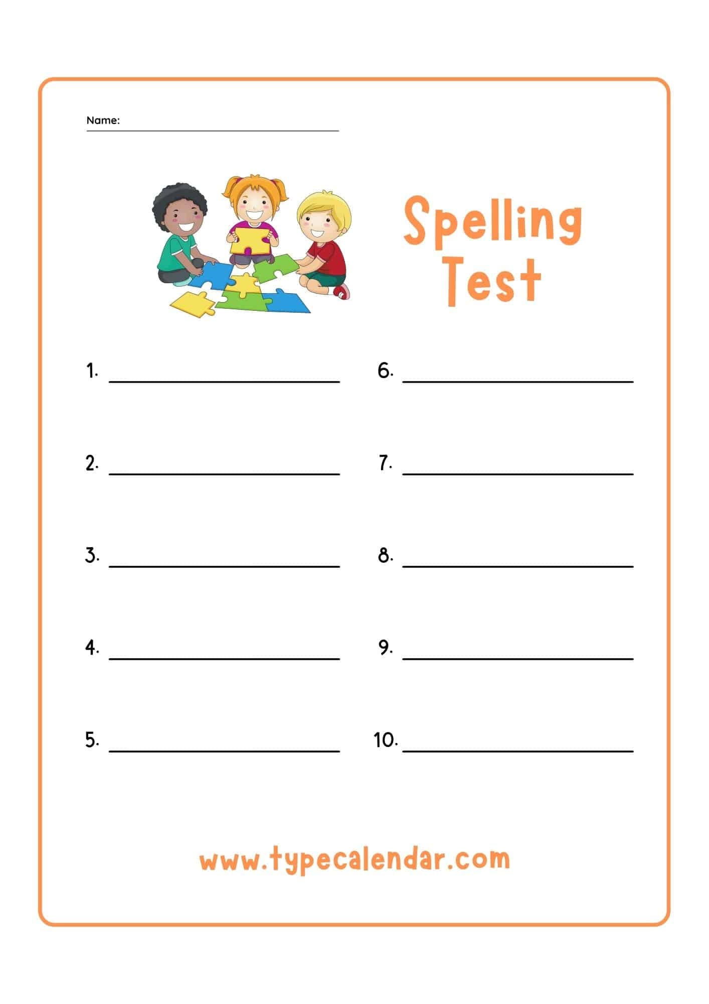 free printable blank spelling worksheets