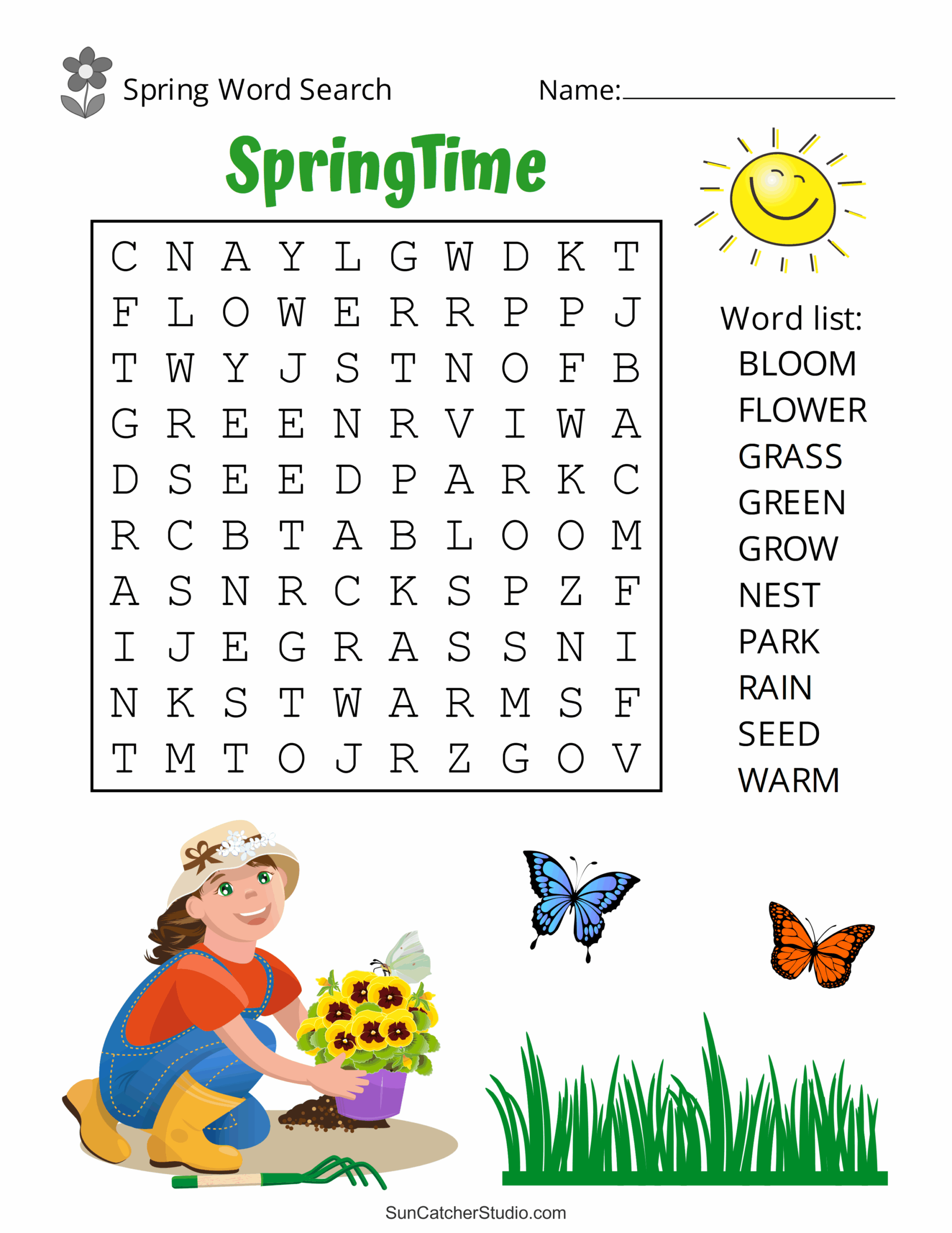 printable spring word puzzles